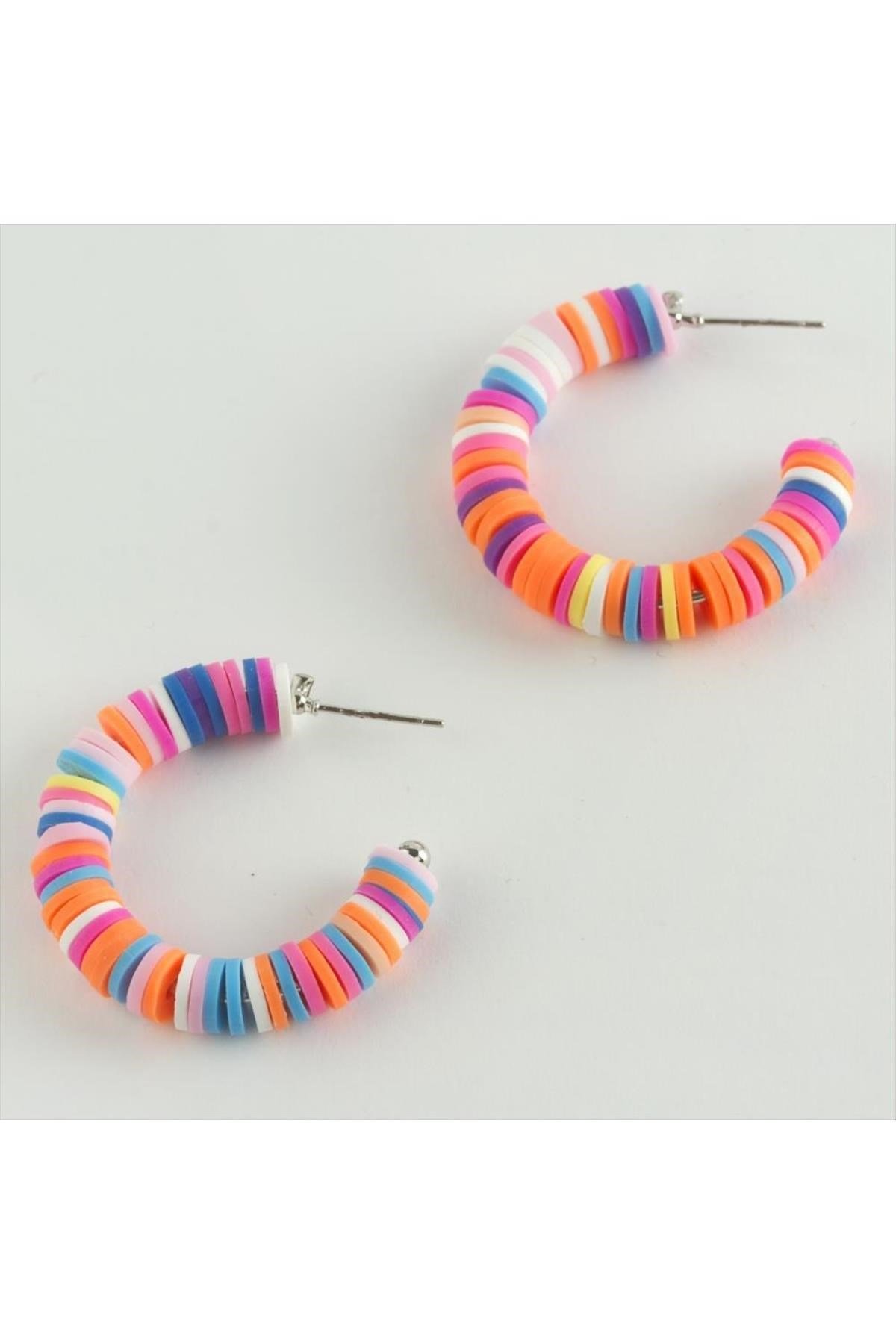 Rainbow Fimo Halka Küpe