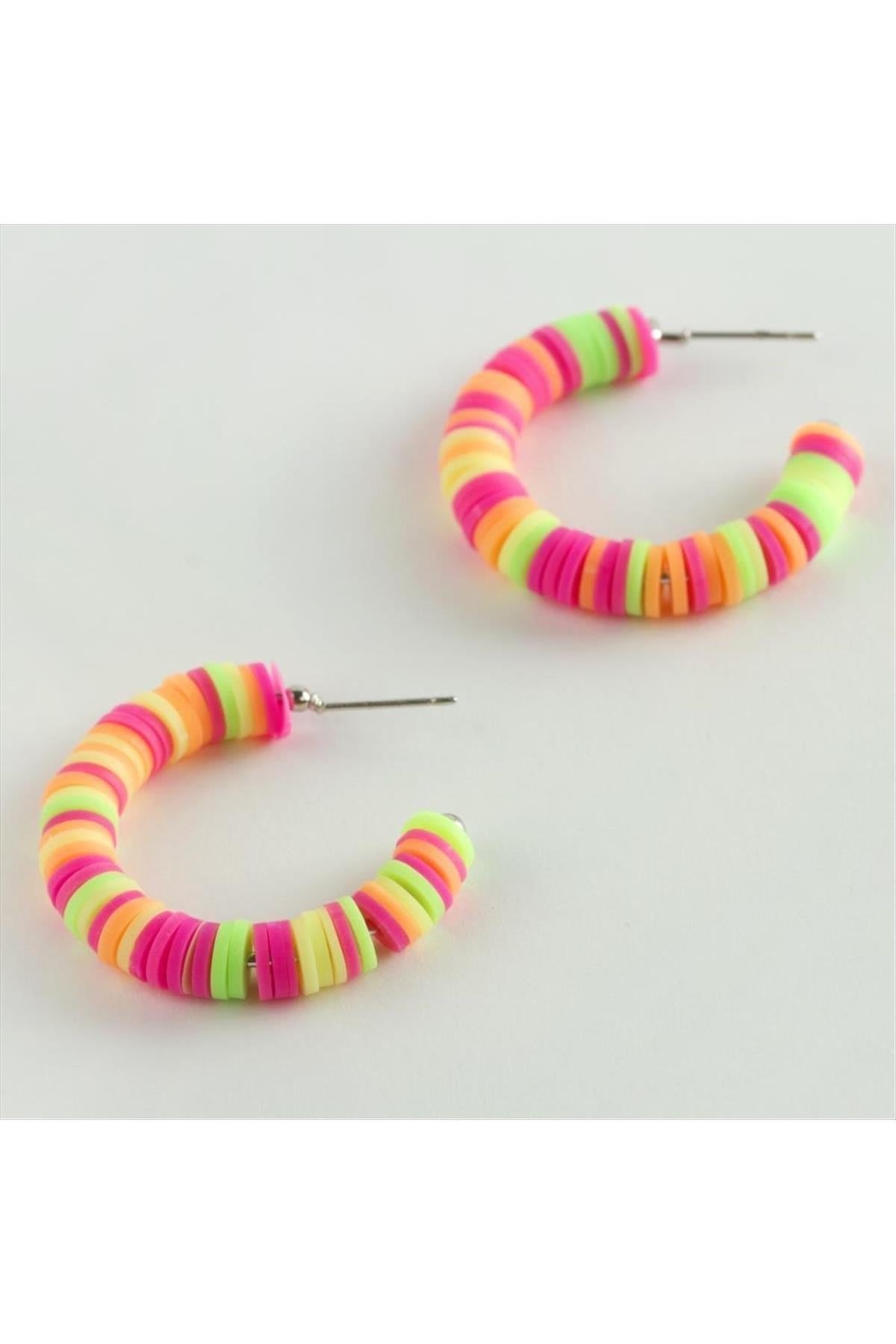 Rainbow Fimo Halka Küpe