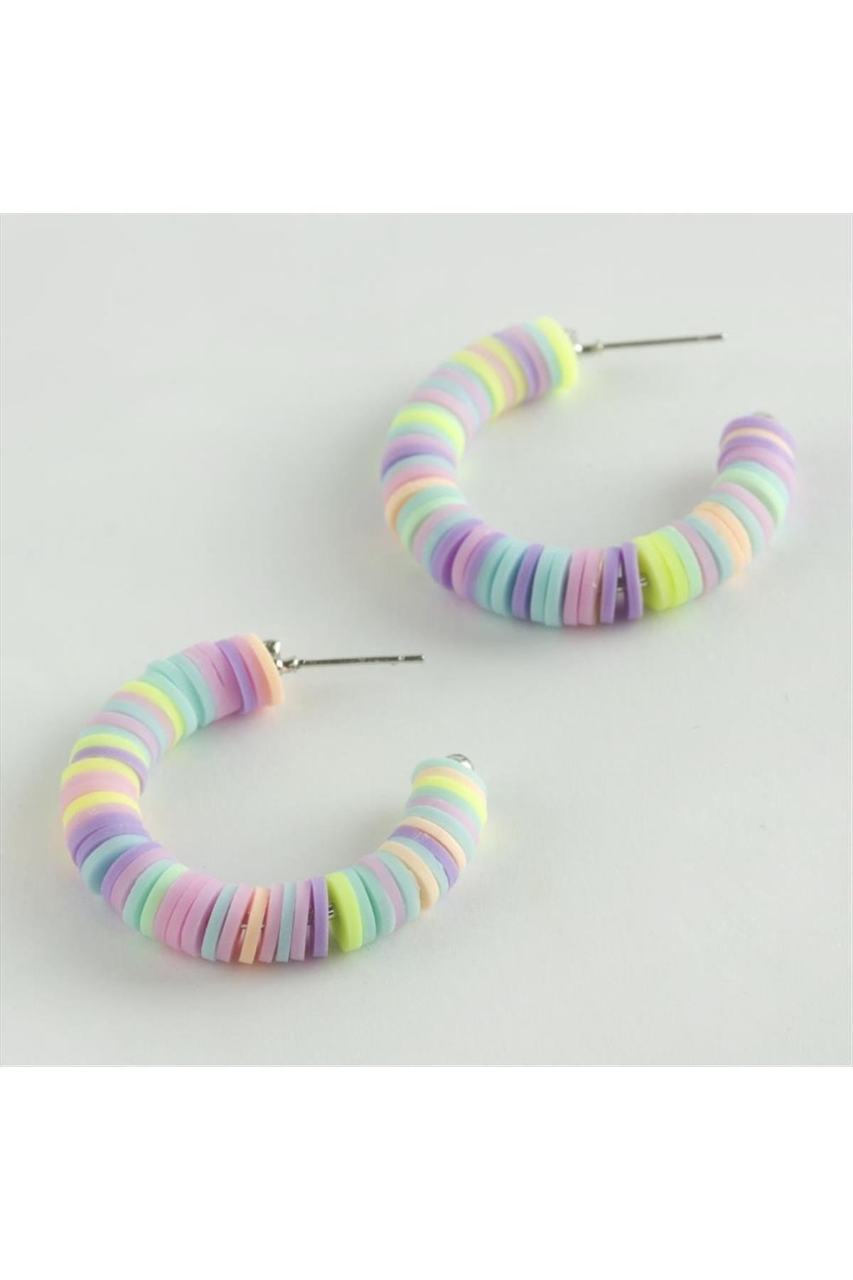 Rainbow Fimo Halka Küpe
