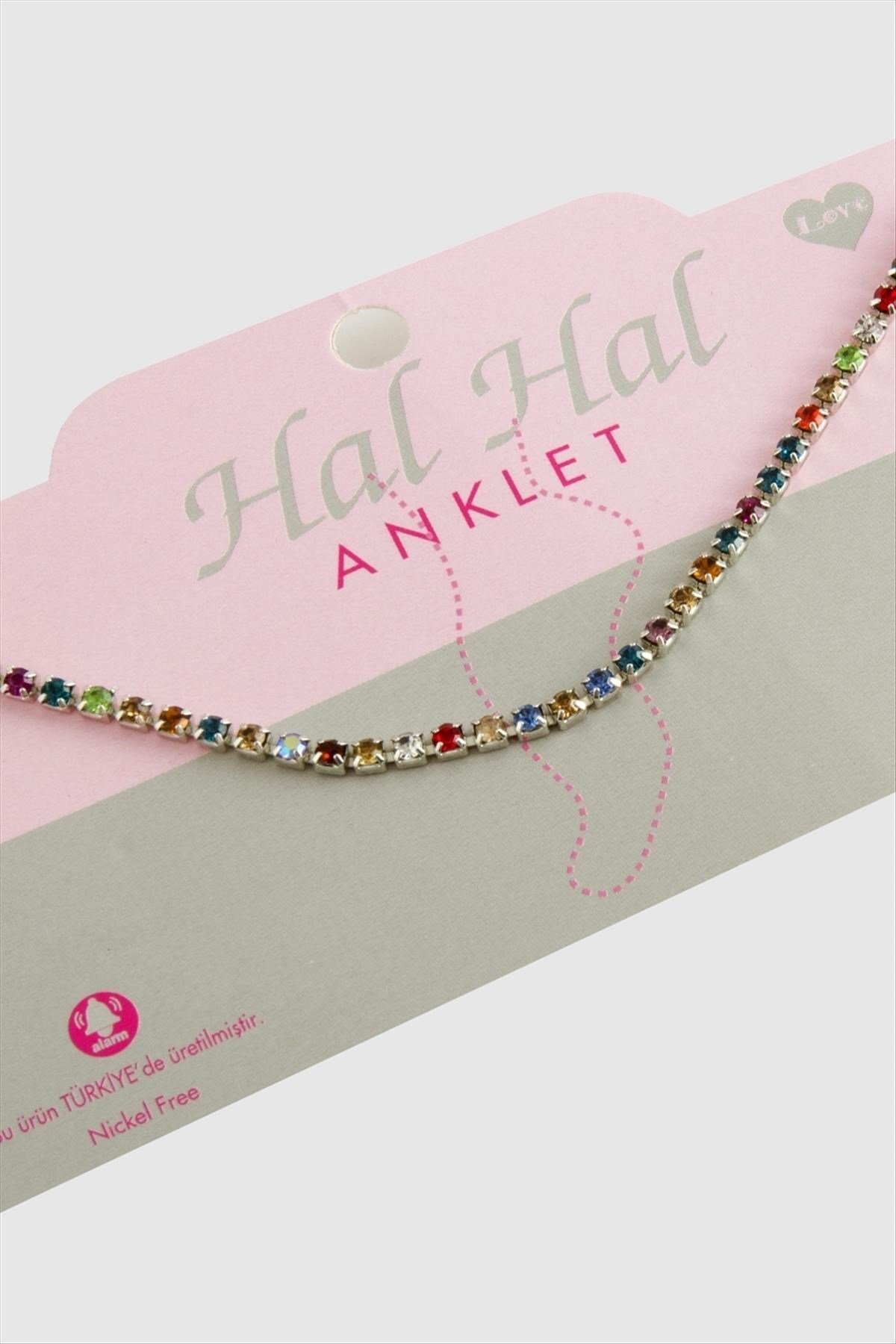 Renkli Şerit Taşlı Halhal