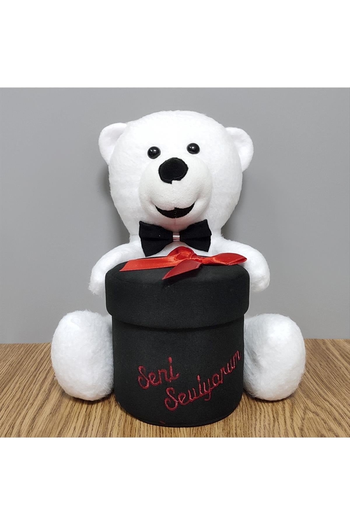 Seni Seviyorum Kutulu Oturan Peluş Ayıcık 28 cm