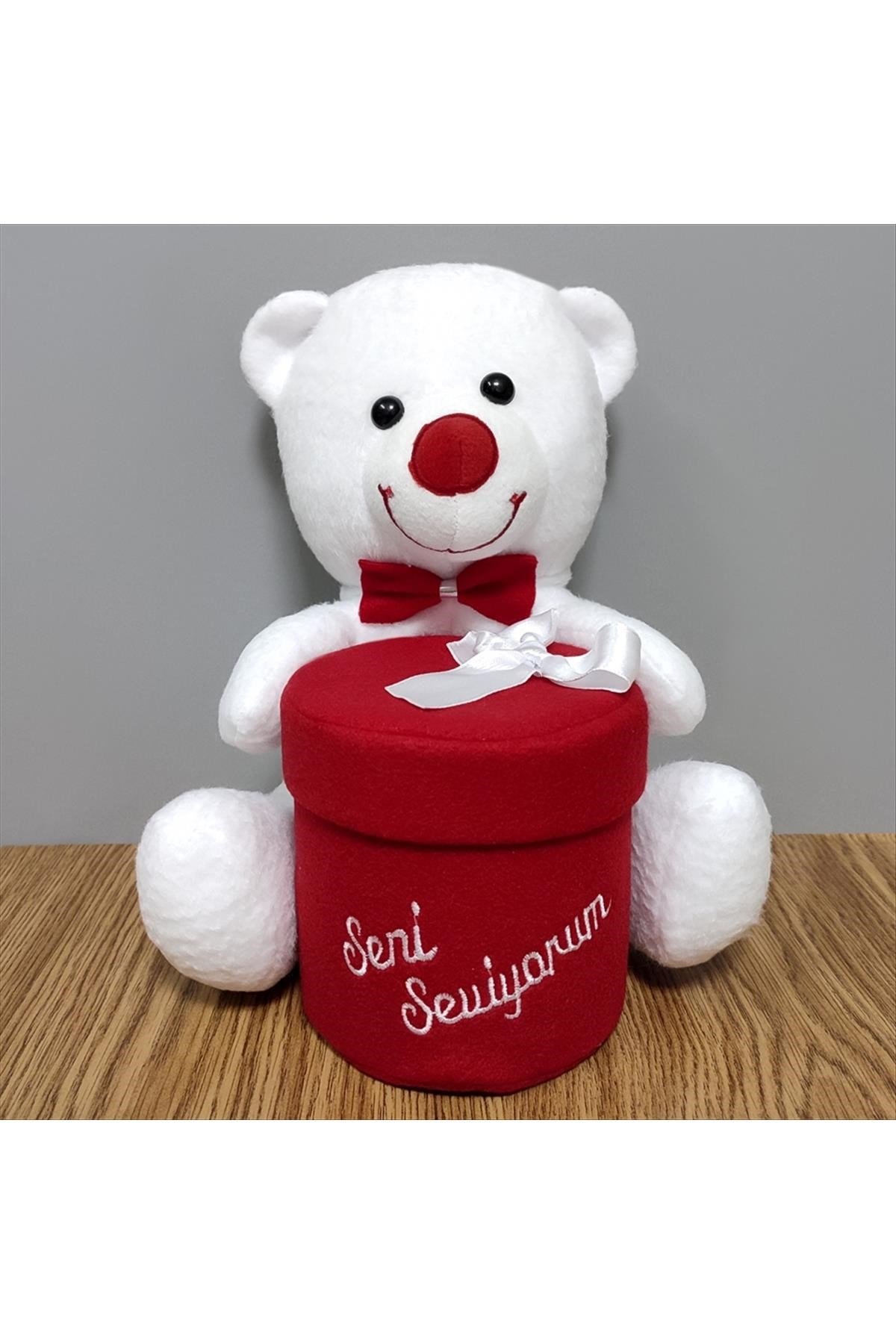 Seni Seviyorum Kutulu Oturan Peluş Ayıcık 28 cm