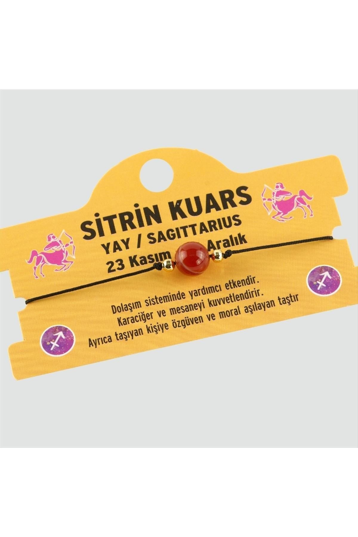 Sitrin Doğal Taşlı Yay Burç Bileklik