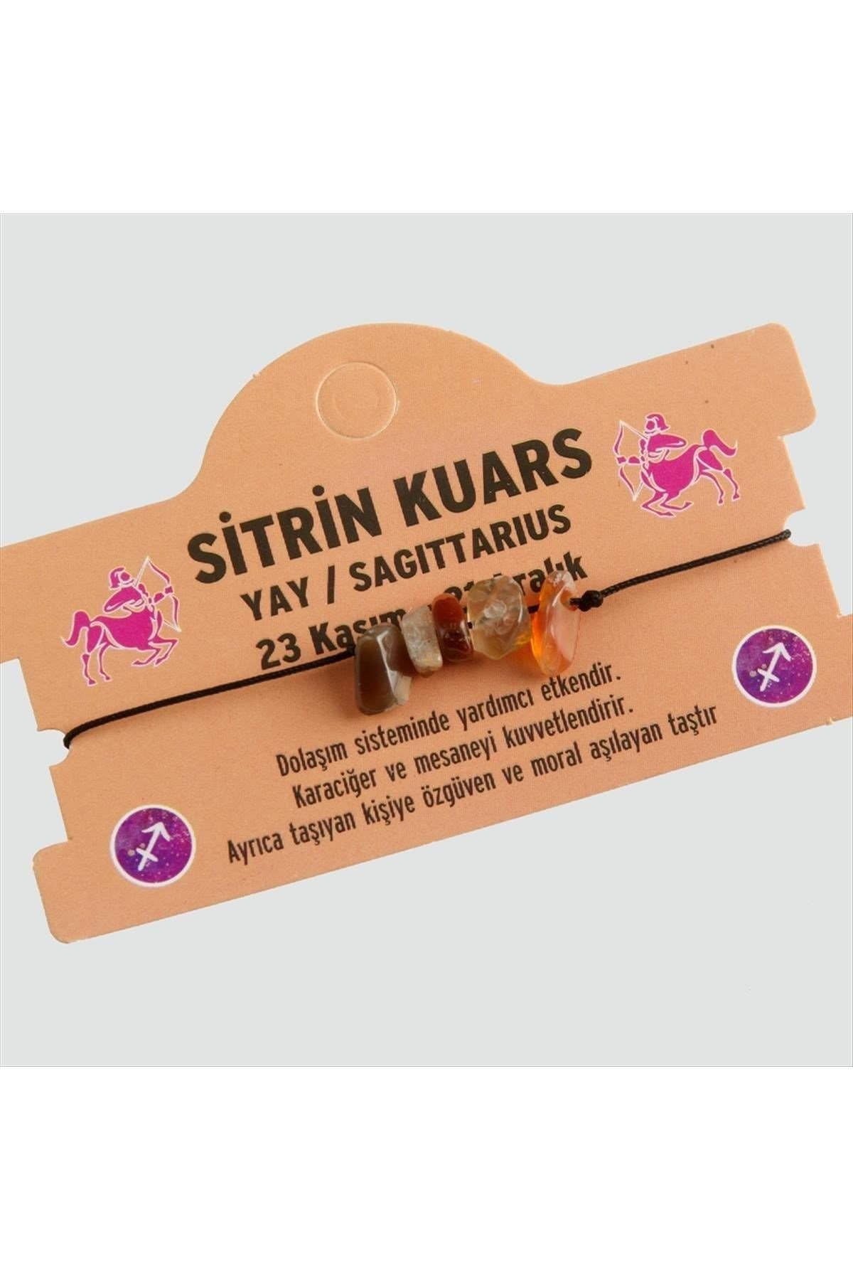 Sitrin Kuvars Doğal Taşlı Yay Burç Bileklik