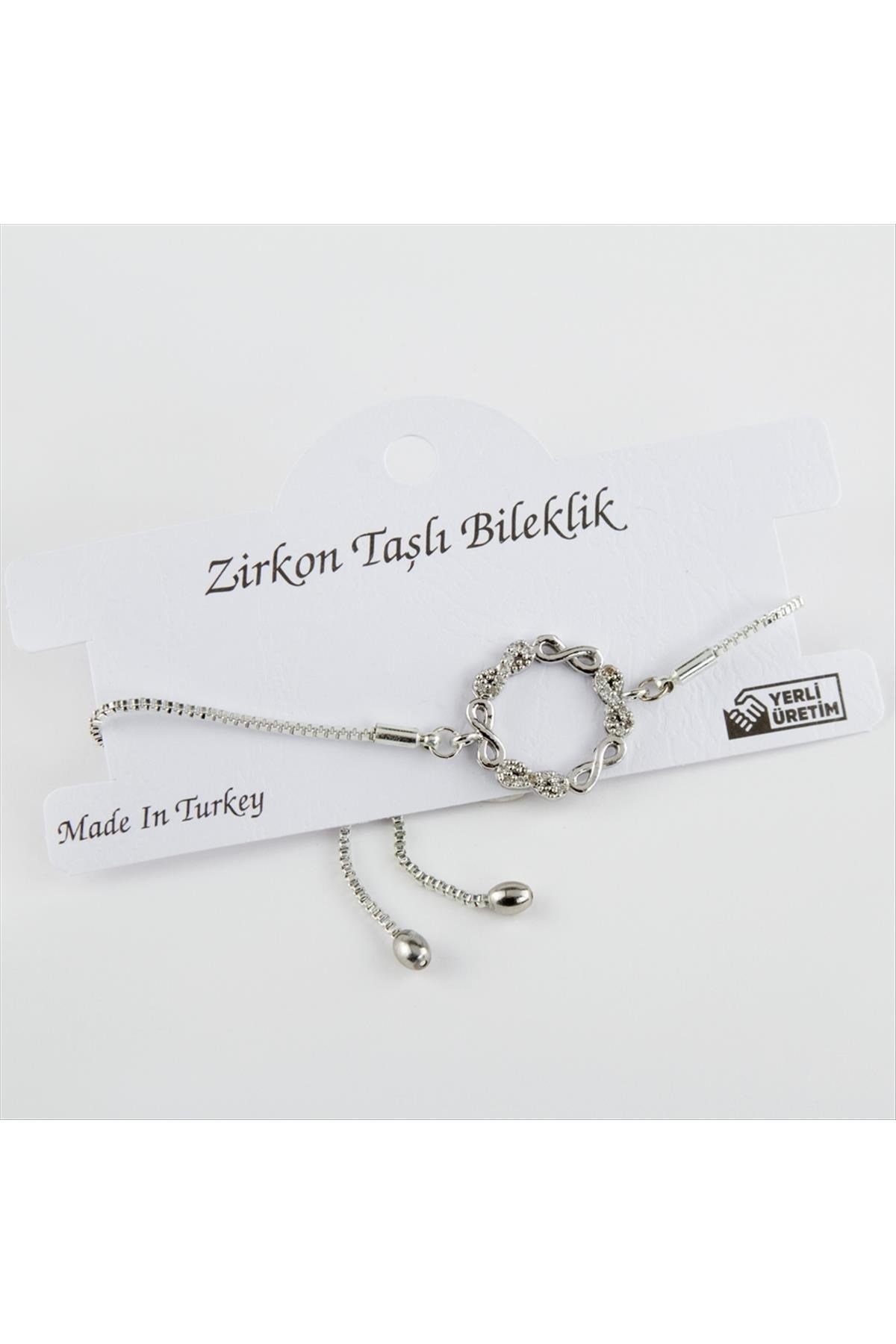 Sonsuzluk Figürlü Zirkon Taşlı Asansörlü Bileklik
