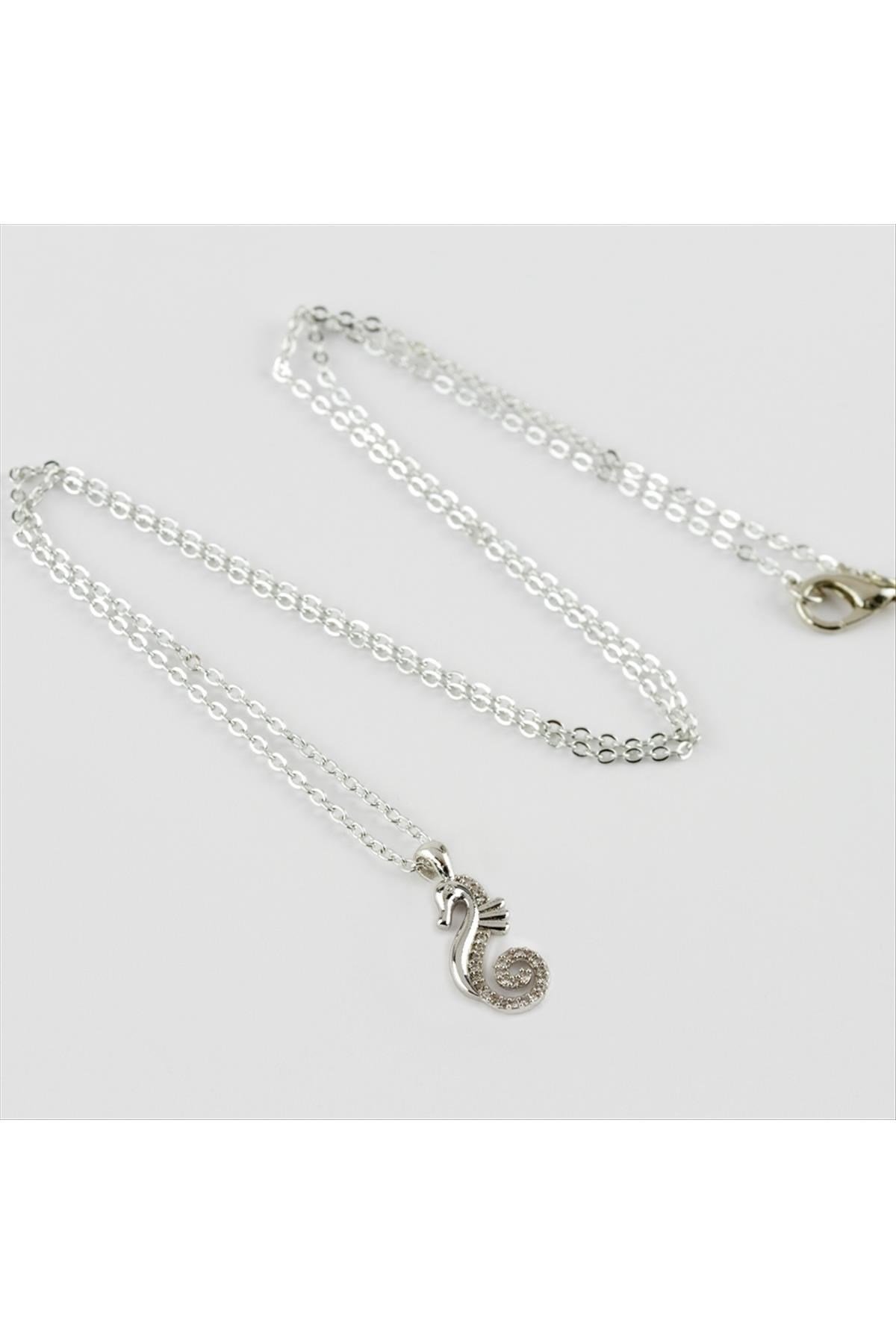 Su Ejderhası Figürlü Zirkon Taşlı Trend Kolye