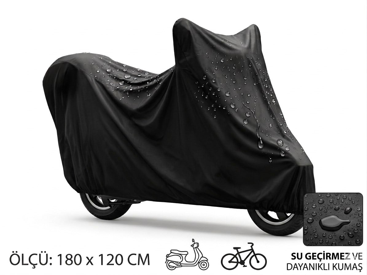 Su ve Toz Geçirmez Motosiklet ve Scooter Koruma Brandası 180x120 cm