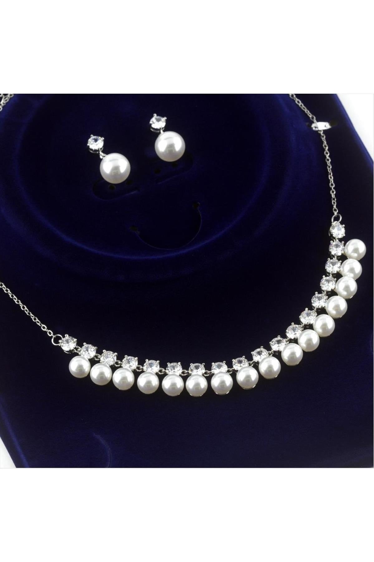 Swaroski Taşlı Özel Seri Lüks Set Kolye