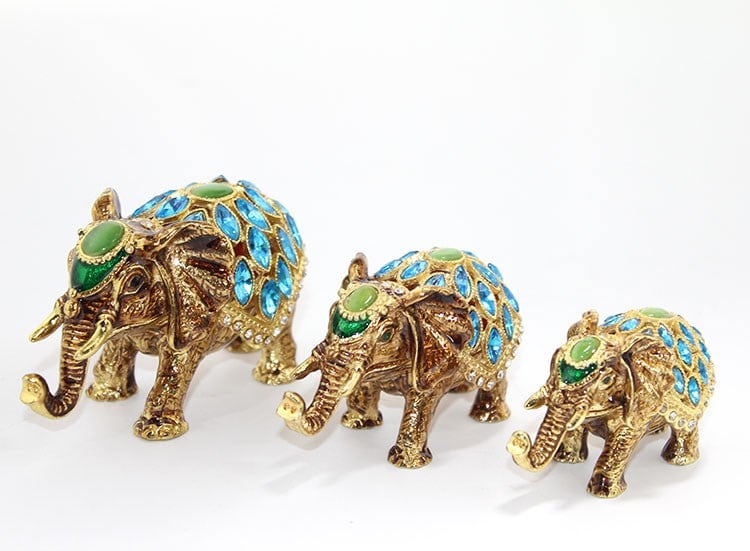 Swarovski Taşlı 3'lü Fil Figürü Model 2