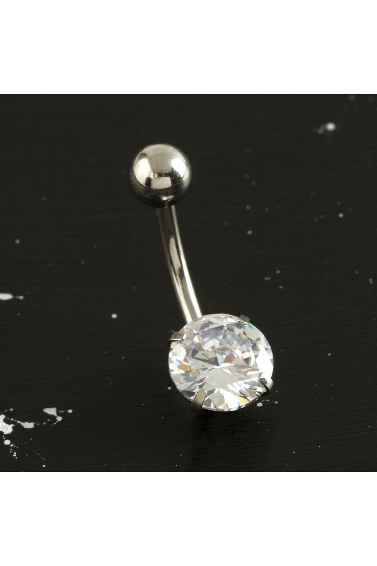 Tek Taş Çelik Göbek Piercing