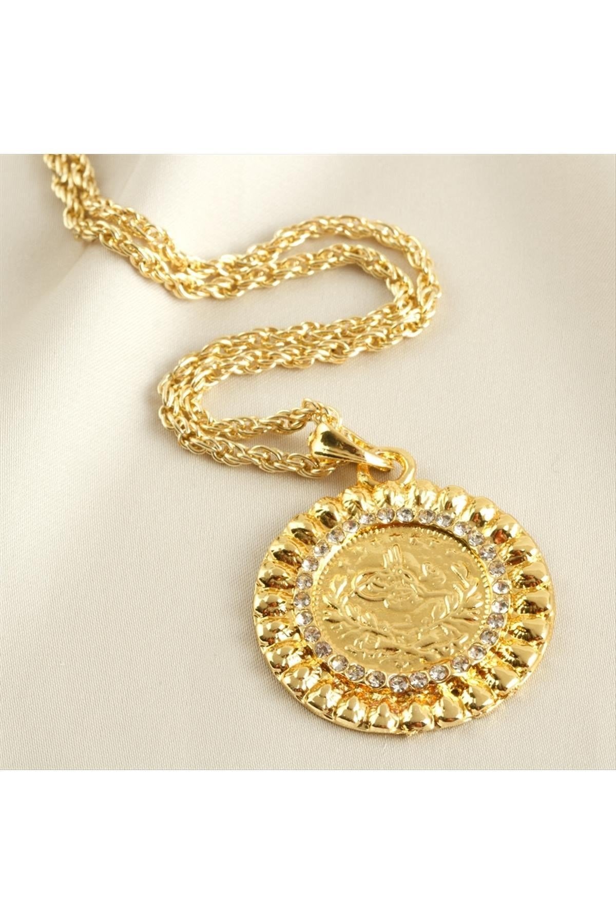 Tuğra Taşlı Altın Kaplama Kolye