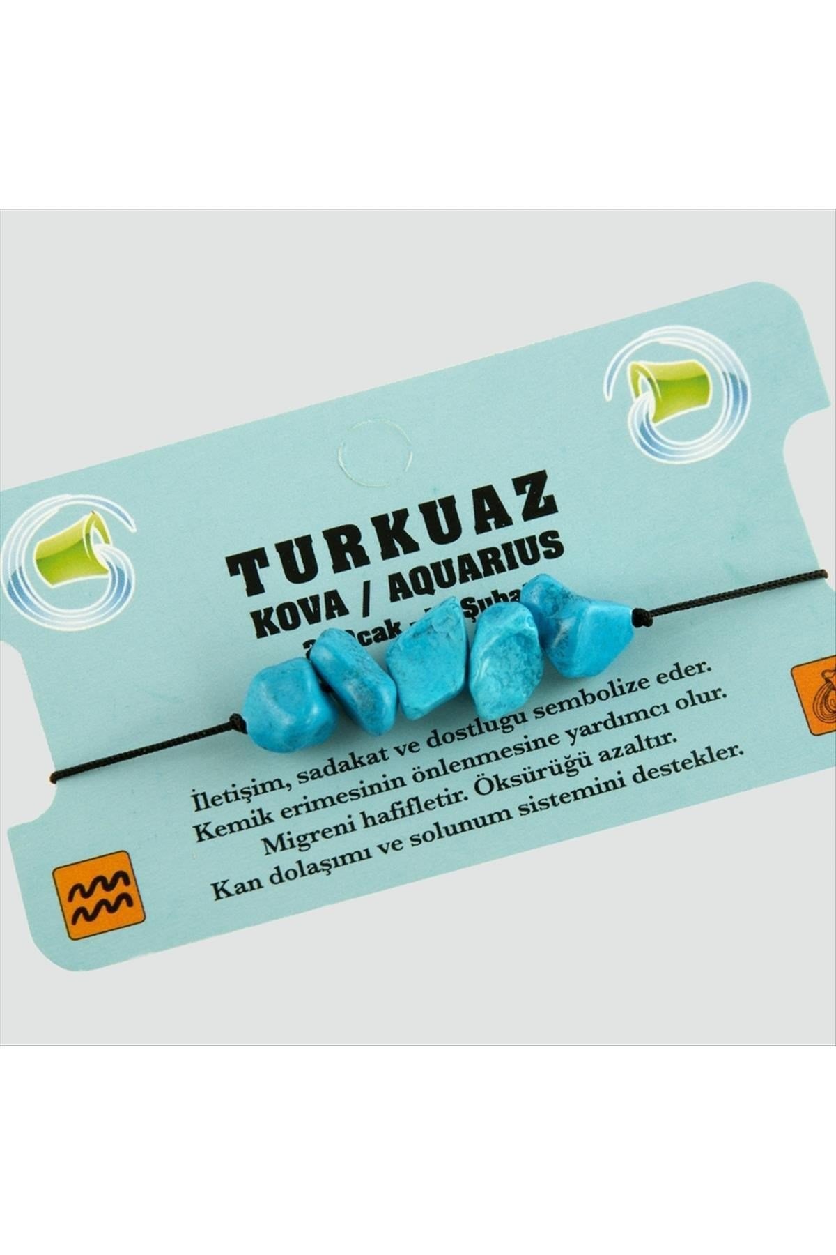 Turkuaz Doğal Taşlı Kova Burç Bileklik