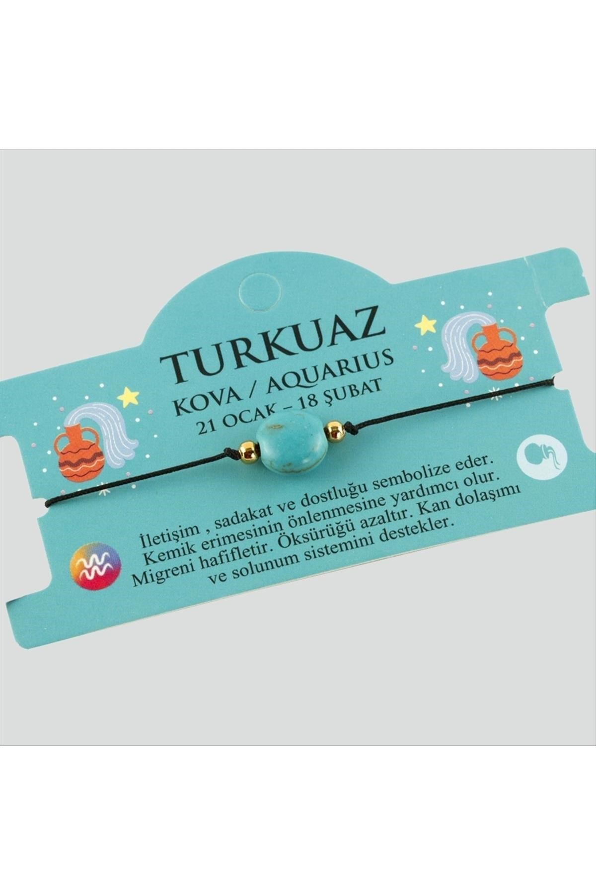Turkuaz Doğal Taşlı Kova Burç Bileklikc