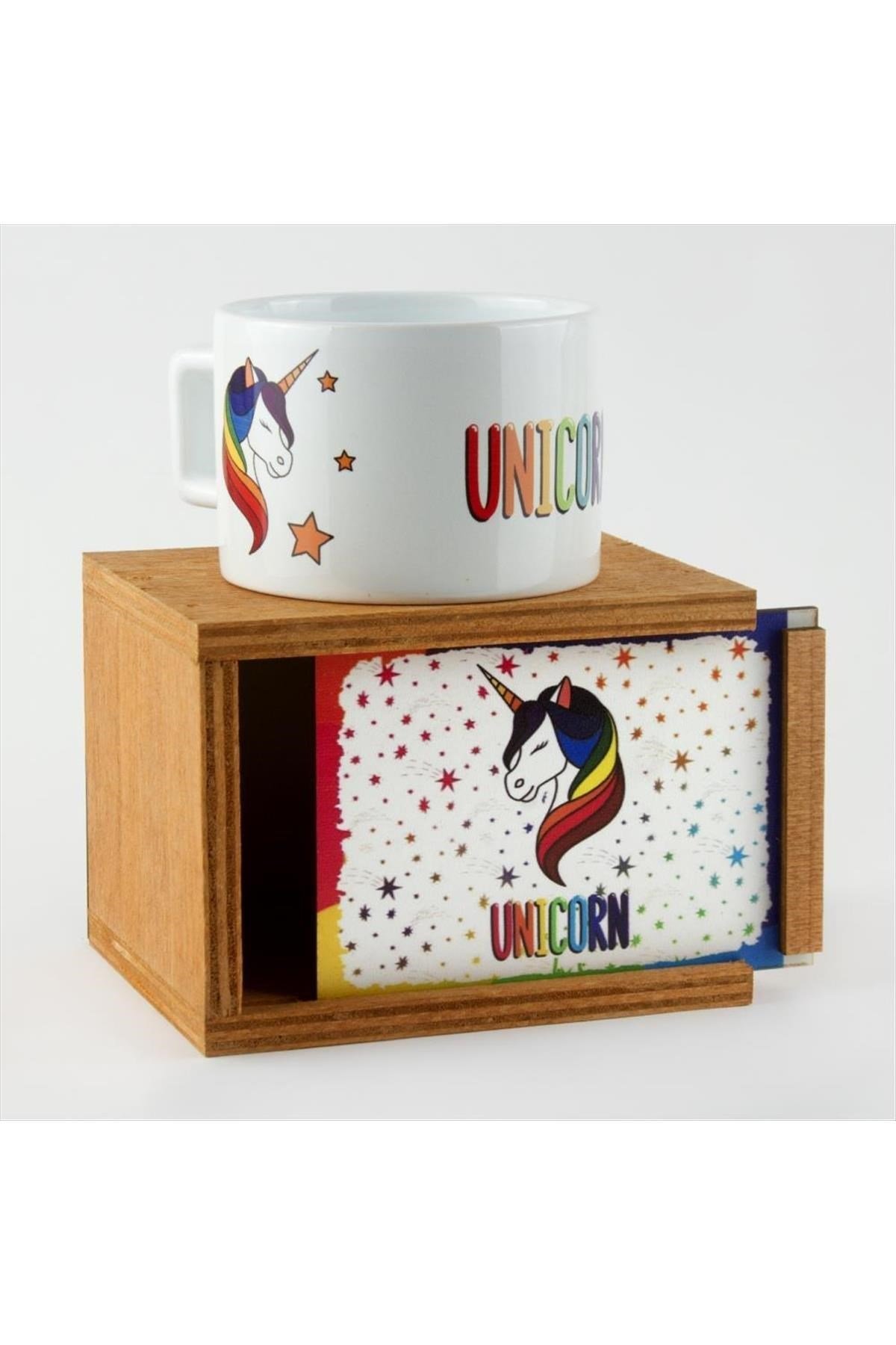 Unicorn Figürlü Ahşap Kutulu Kupa
