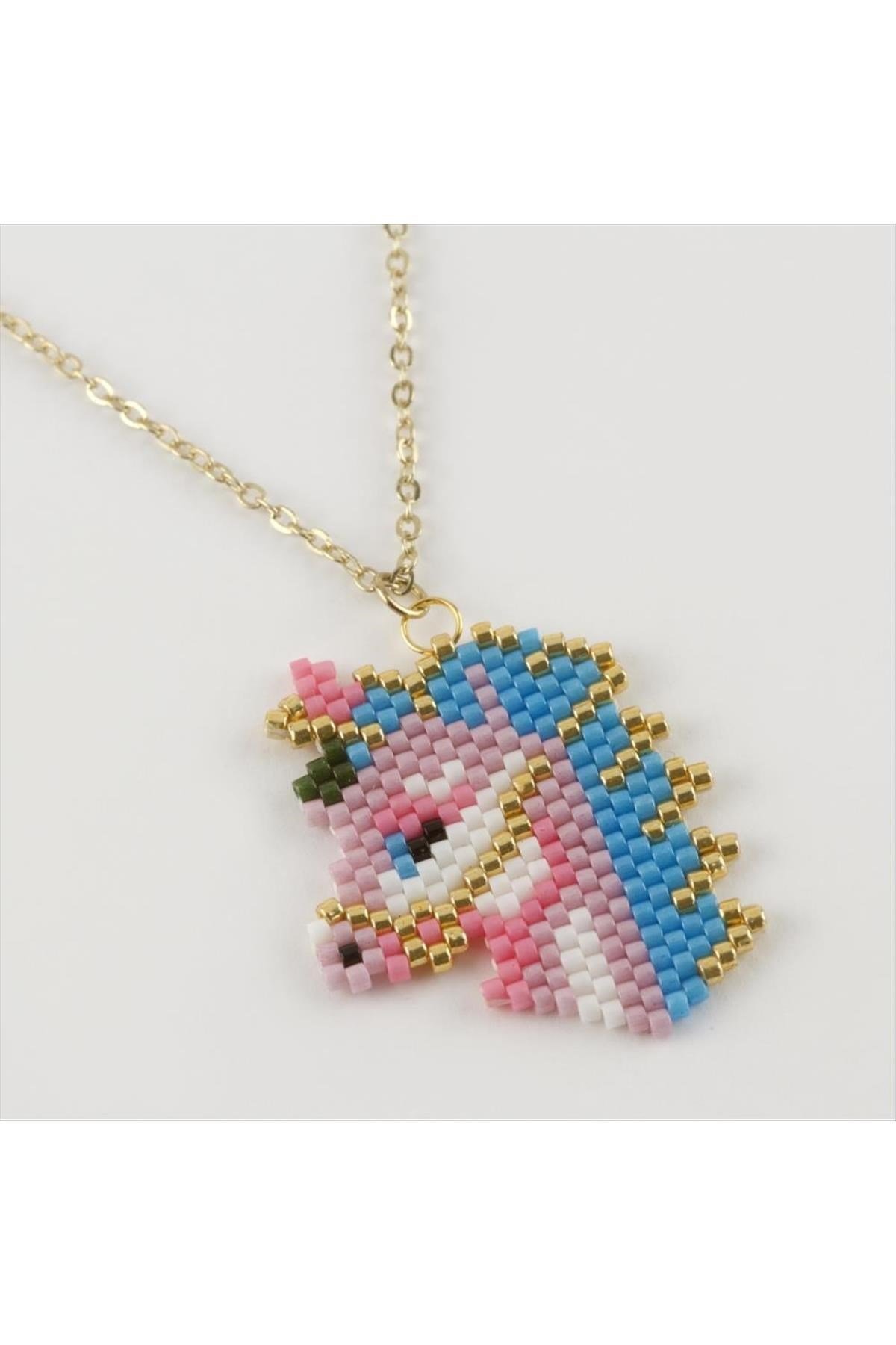 Unicorn Figürlü Miyoki Boncuk Etnik Kolye