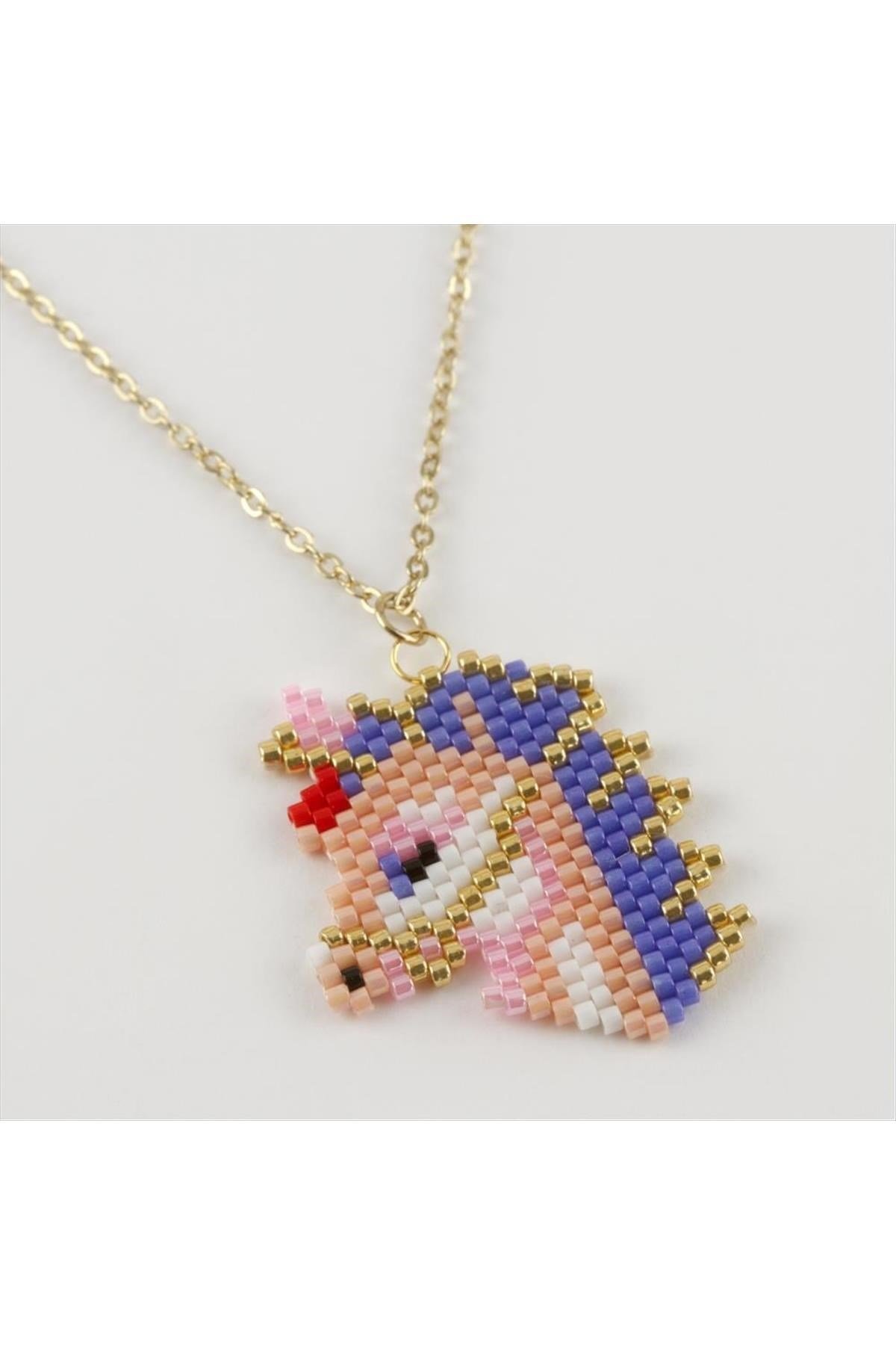 Unicorn Figürlü Miyoki Boncuk Etnik Kolye