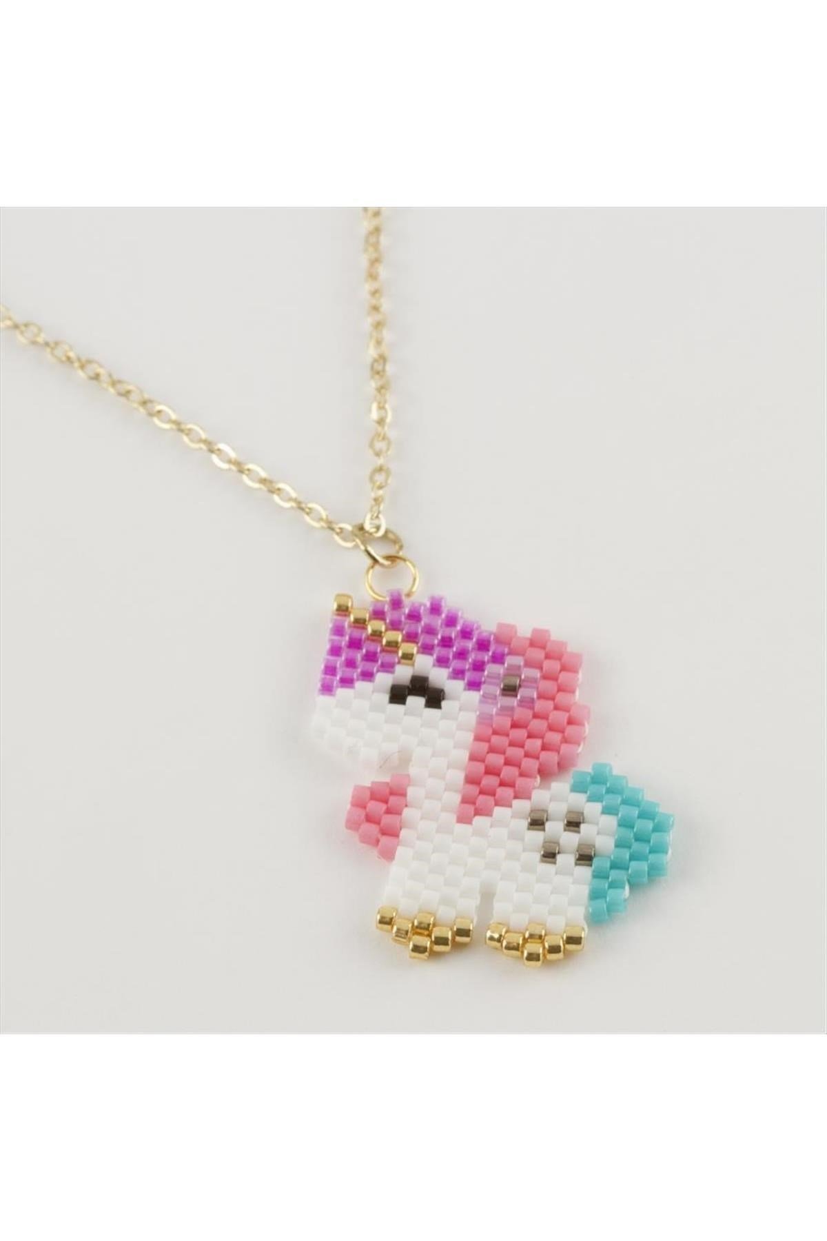 Unicorn Figürlü Miyoki Boncuk Etnik Kolye