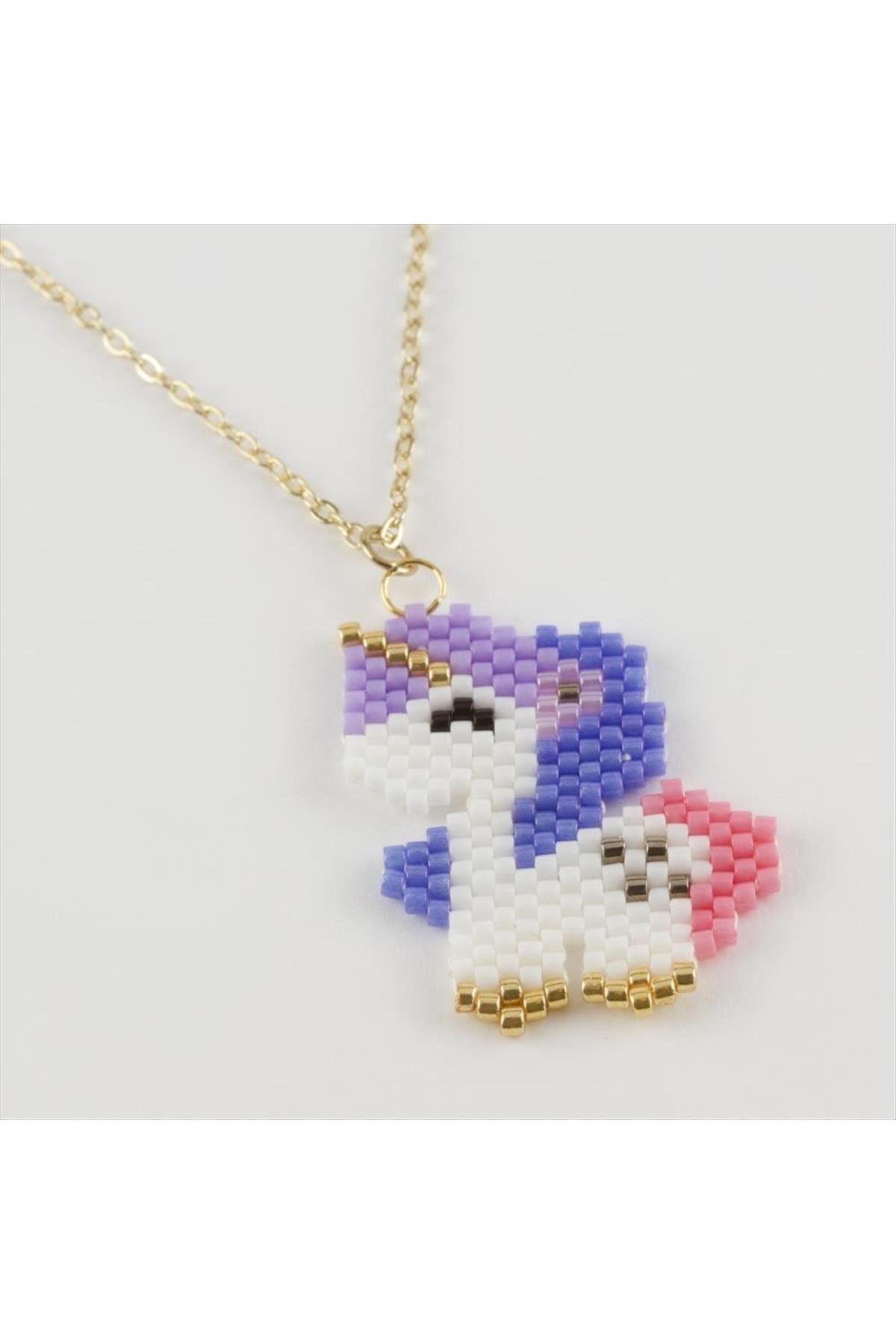 Unicorn Figürlü Miyoki Boncuk Etnik Kolye
