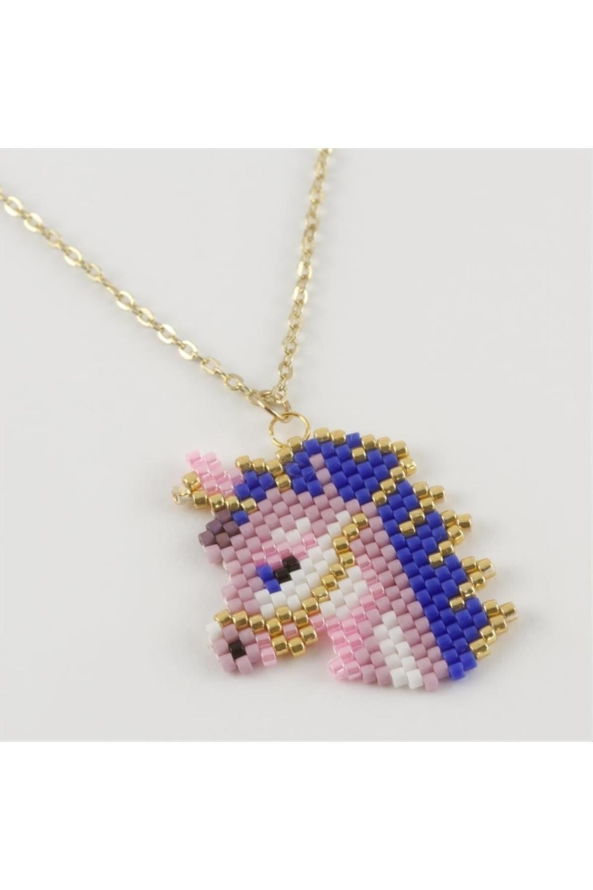 Unicorn Figürlü Miyoki Boncuk Etnik Kolye