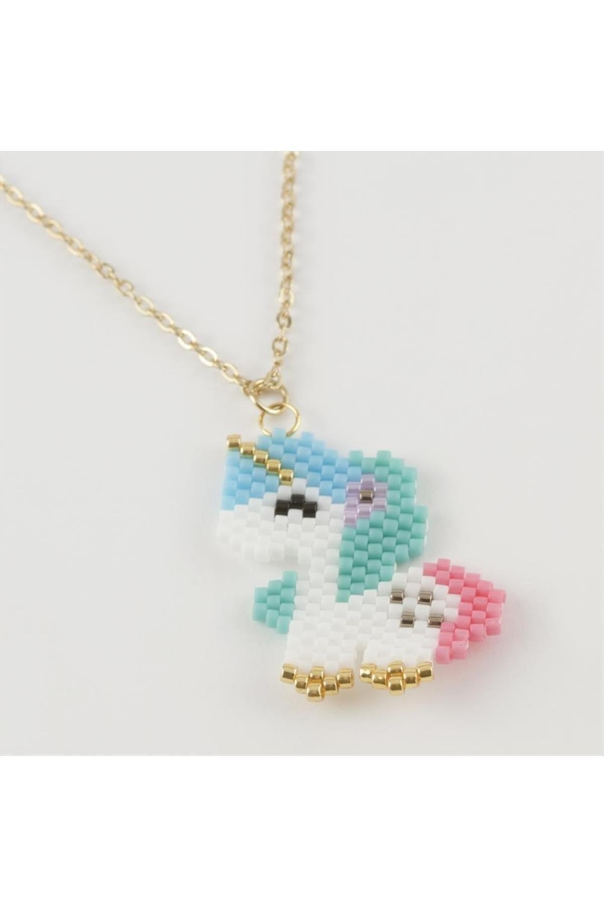 Unicorn Figürlü Miyoki Boncuk Etnik Kolye