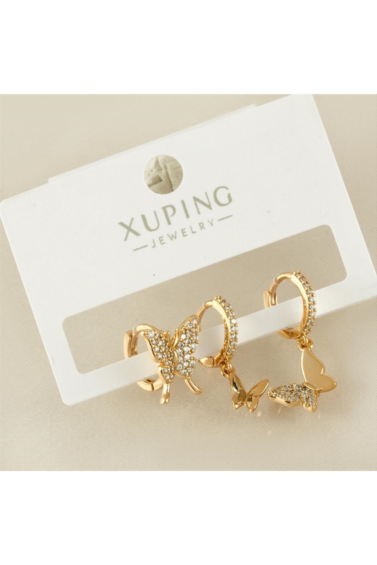 Xuping 3 Adet Kelebek Lüks Zirkon Taşlı Küpe