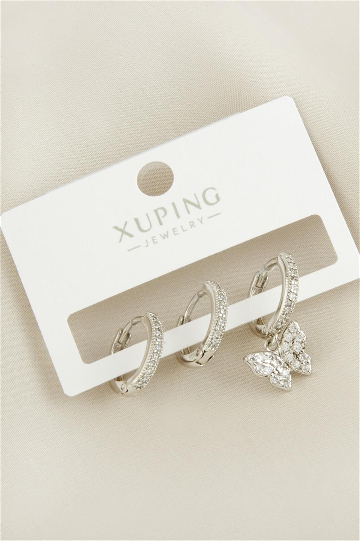 Xuping 3 Adet Kelebek Lüks Zirkon Taşlı Küpe