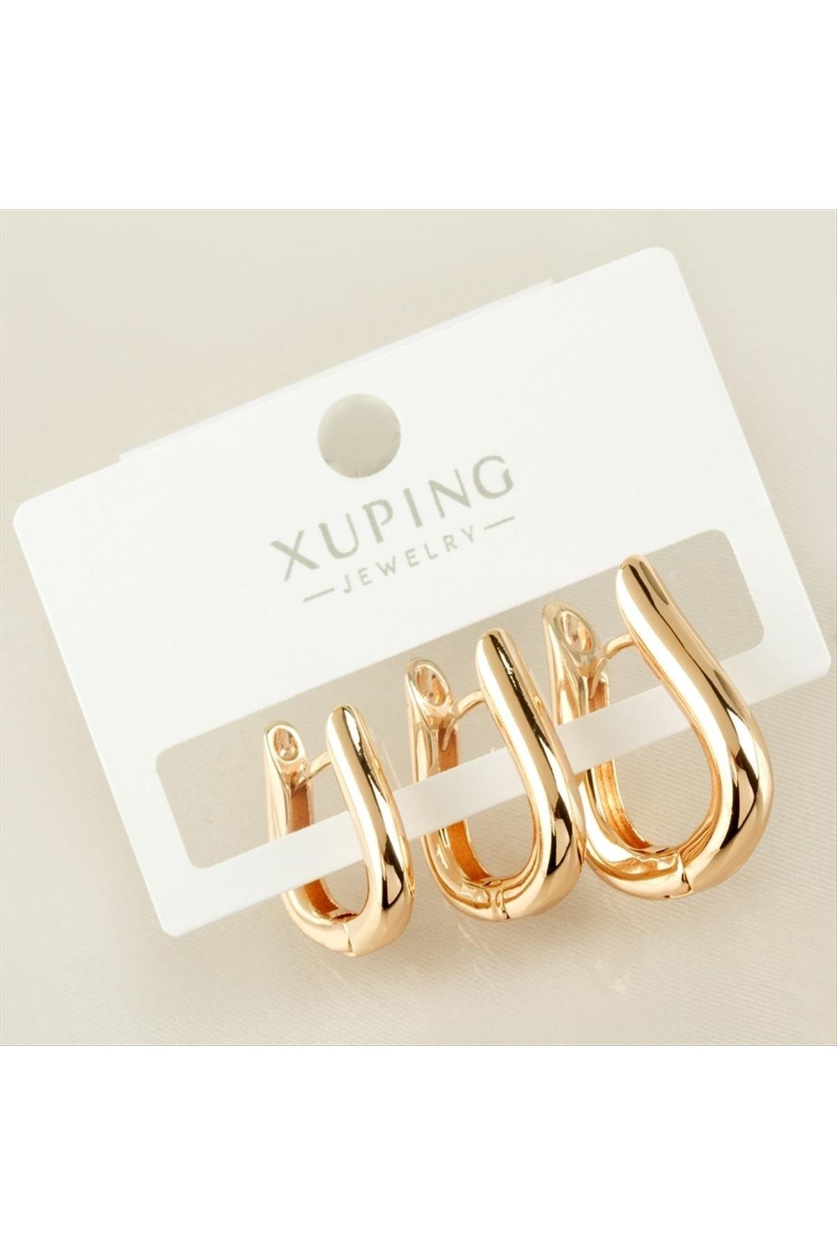 Xuping 3 Adet Oval Lüks Zirkon Taşlı Küpe