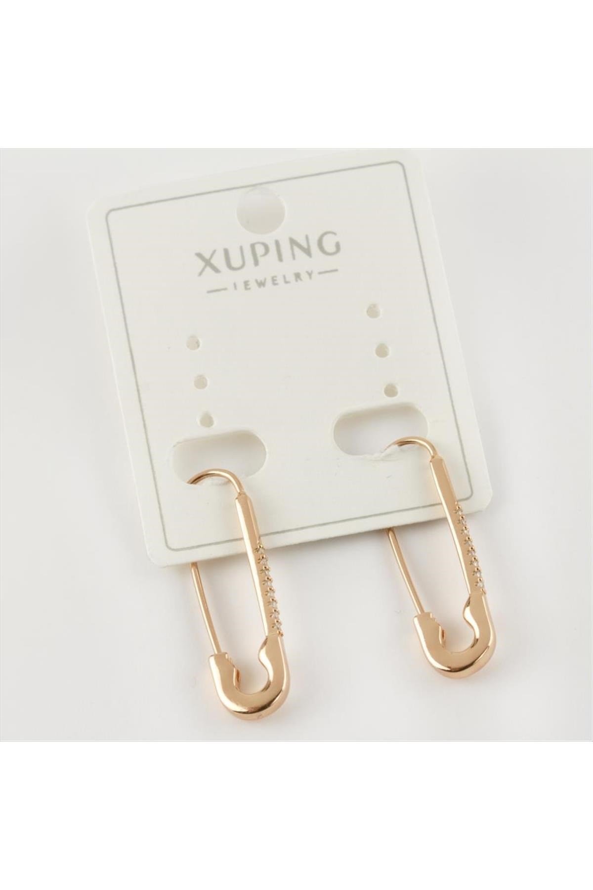 Xuping Çengel Figürü Lüks Zirkon Taşlı Çelik Küpe