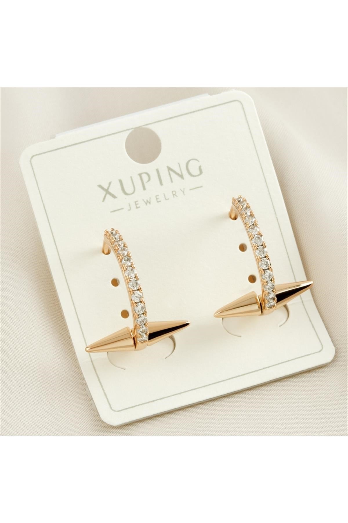 Xuping Çivi Zirkon Taşlı Lüks Küpe