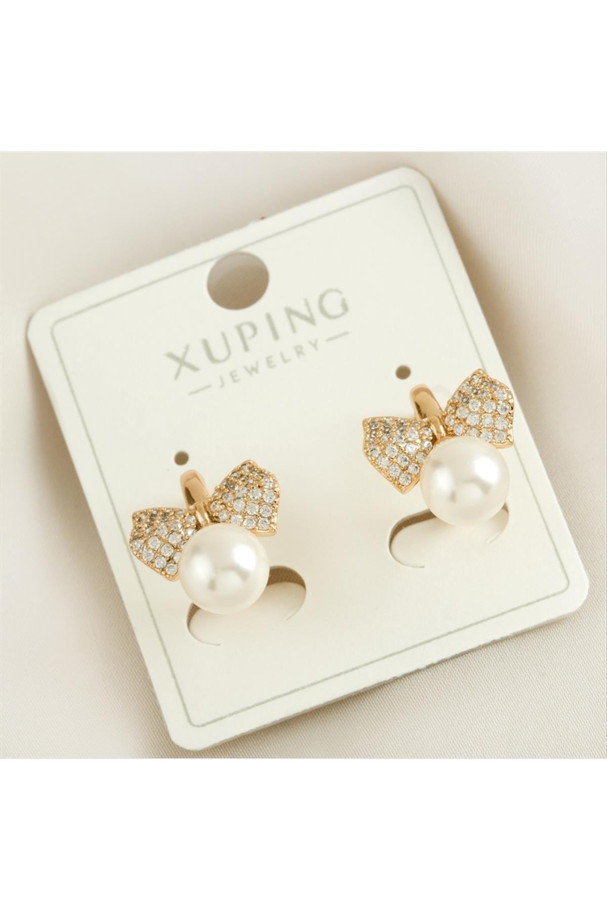 Xuping Fiyong İnci Zirkon Taşlı Lüks Çelik Küpe