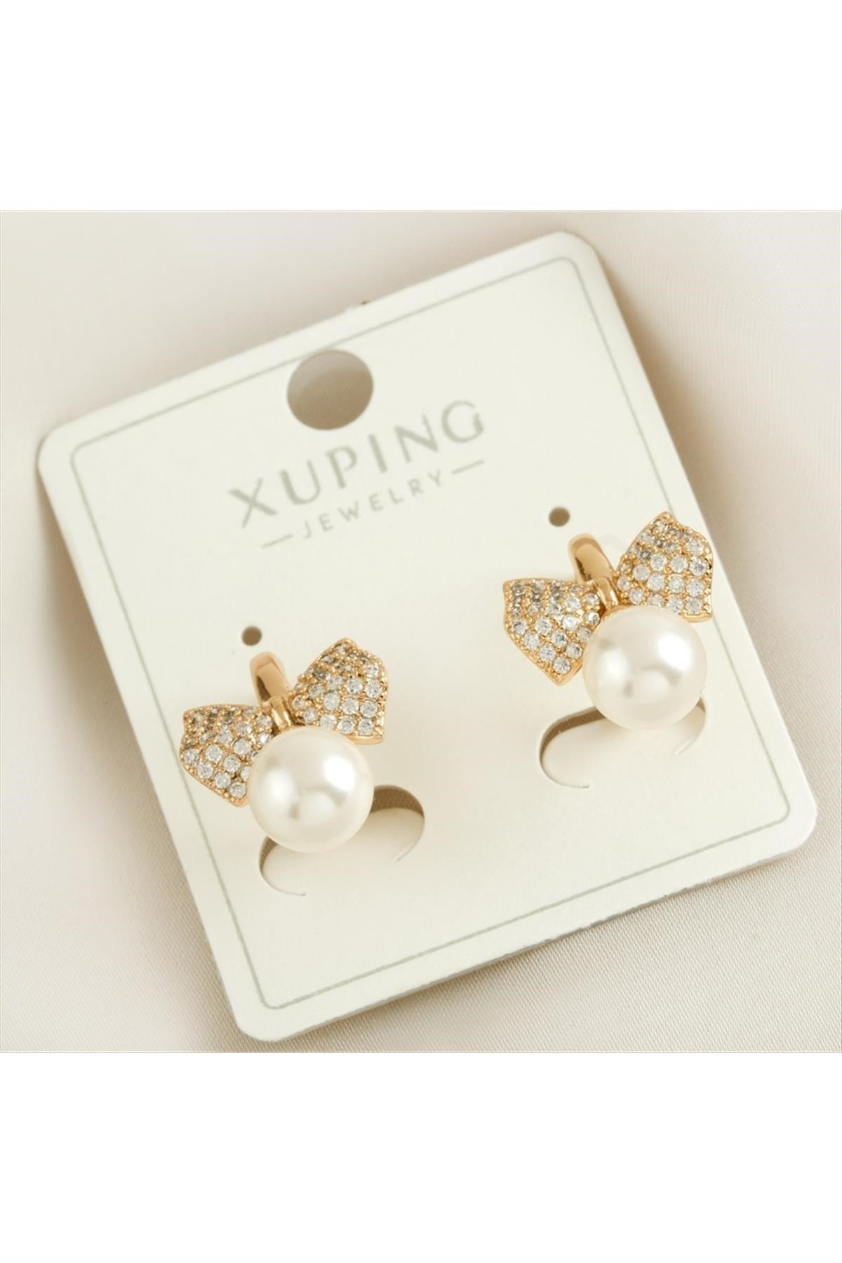 Xuping Fiyong İnci Zirkon Taşlı Lüks Çelik Küpe