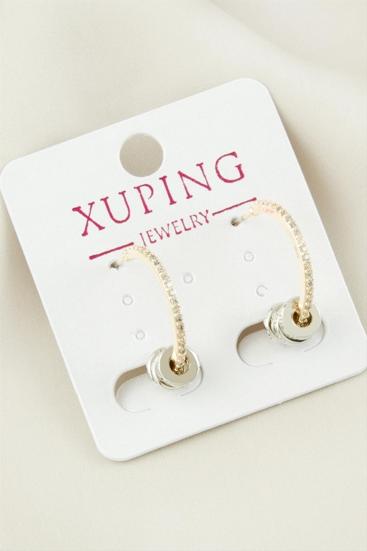 Xuping Halka Zirkon Taşlı Lüks Çelik Küpe