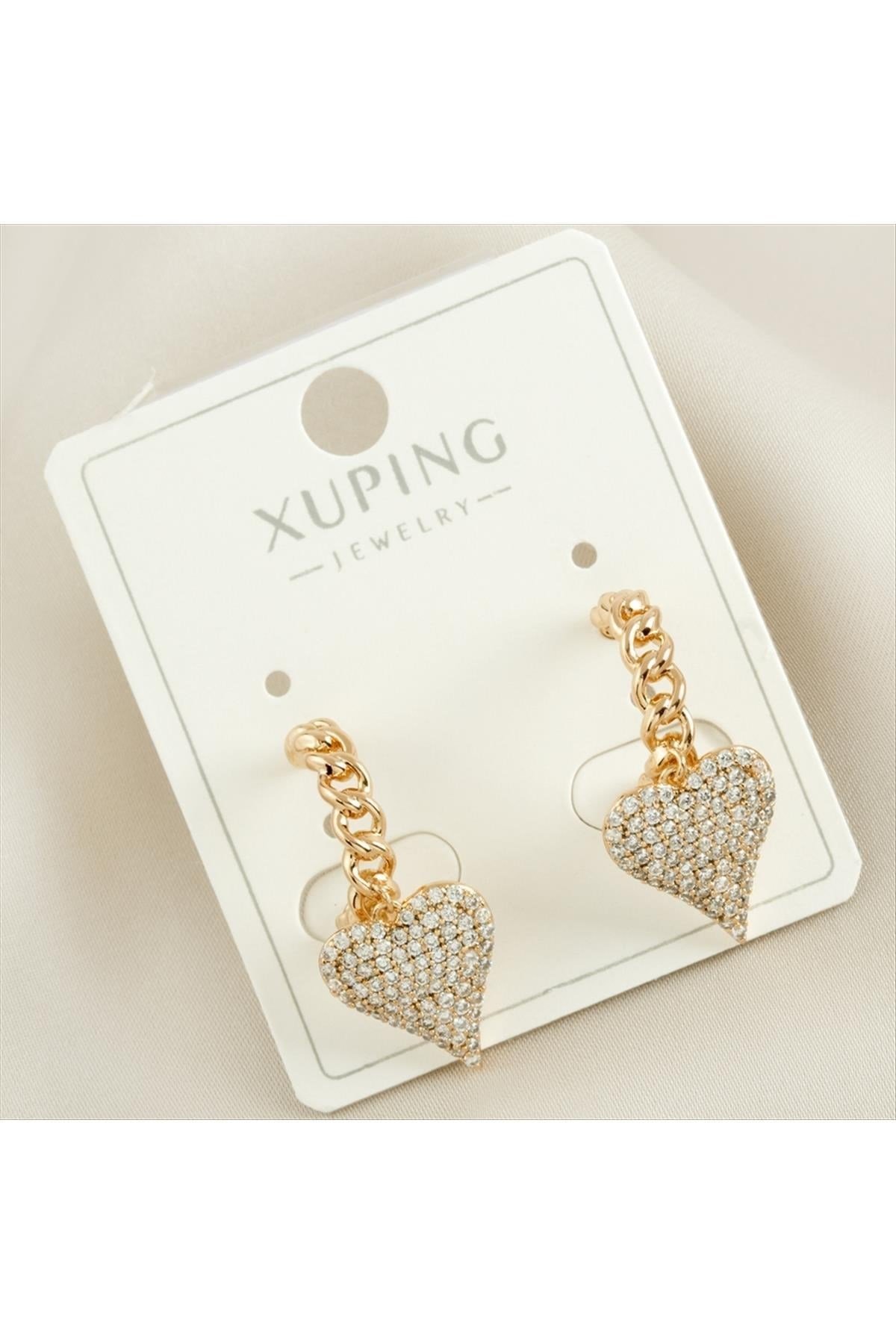 Xuping Kalp Zirkon Taşlı Lüks Çelik Küpe