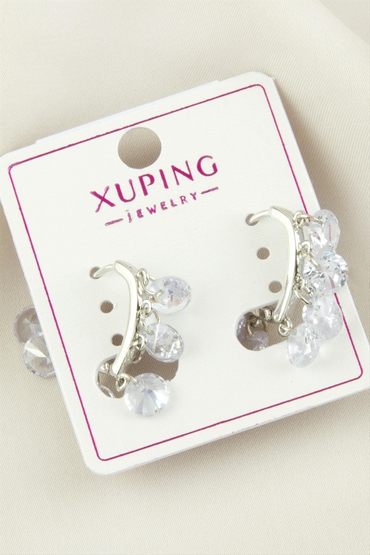 Xuping Kalp Zirkon Tek Taşlı Lüks Çelik Küpe