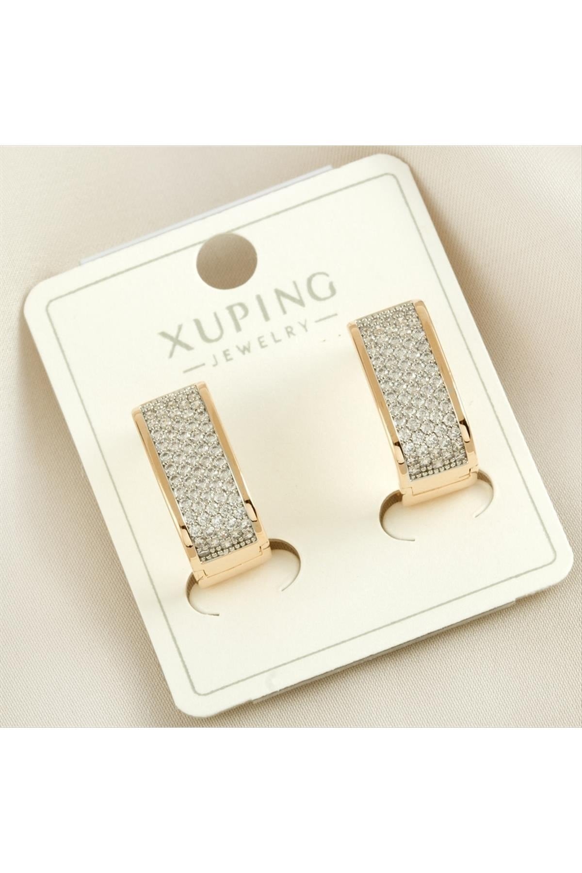 Xuping Kare Zirkon Taşlı Lüks Küpe