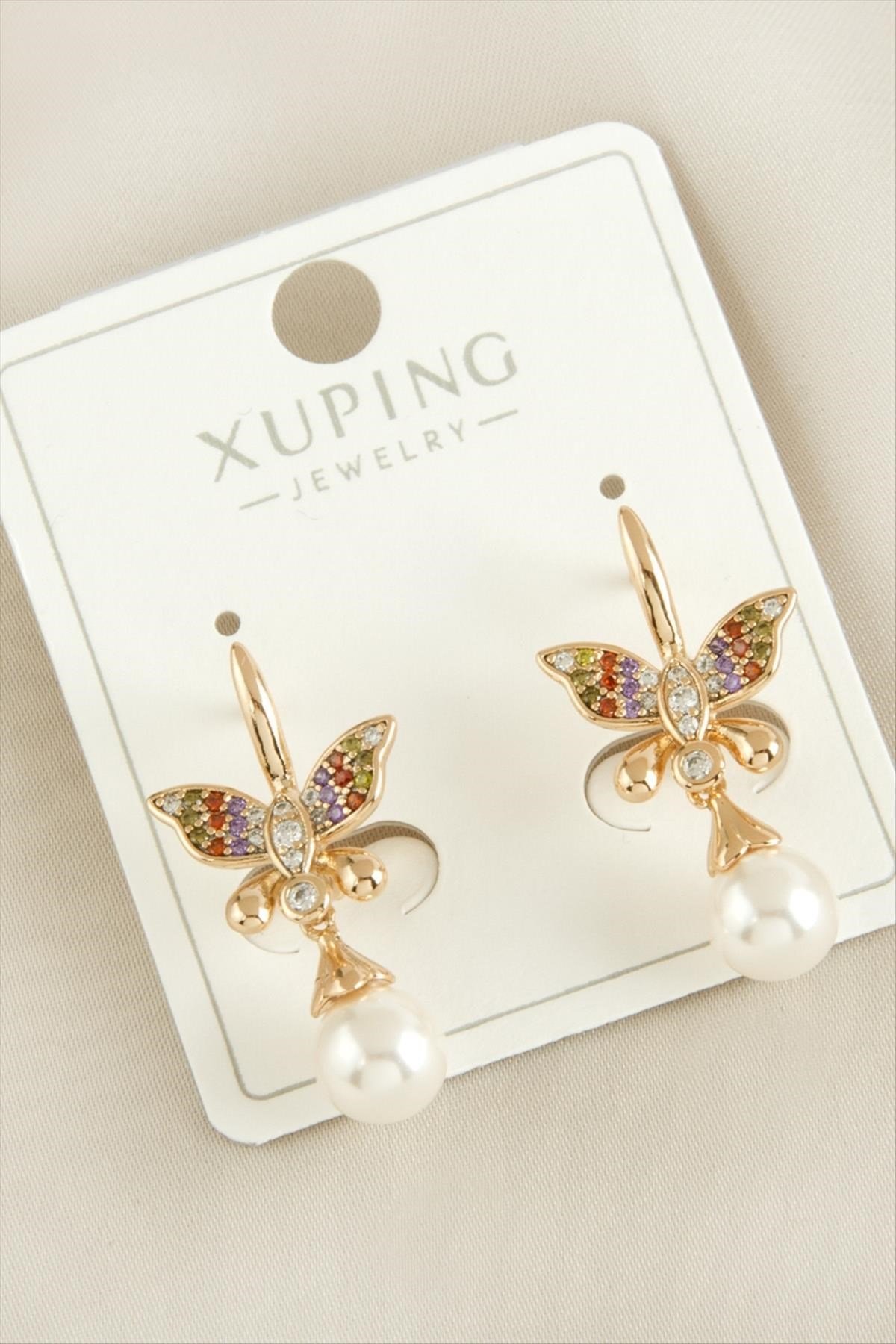Xuping Kelebek İnci Lüks Çelik Küpe