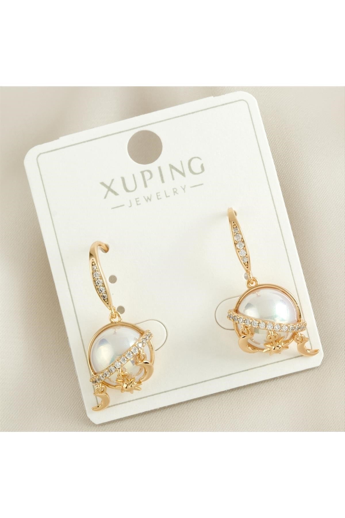Xuping Lüks Zirkon Taşlı İnci Küpe