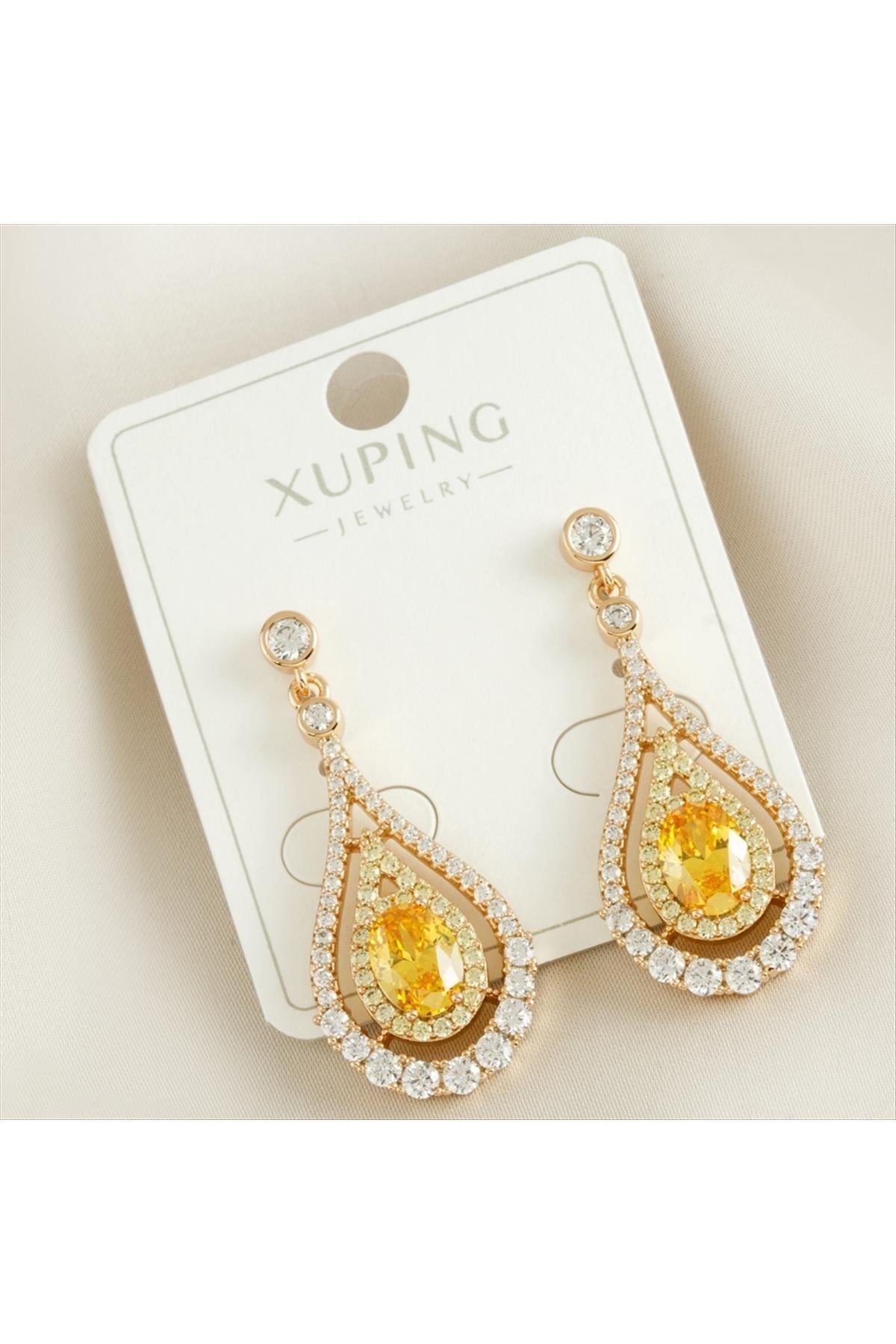 Xuping Oval Zirkon Taşlı Lüks Çelik Küpe