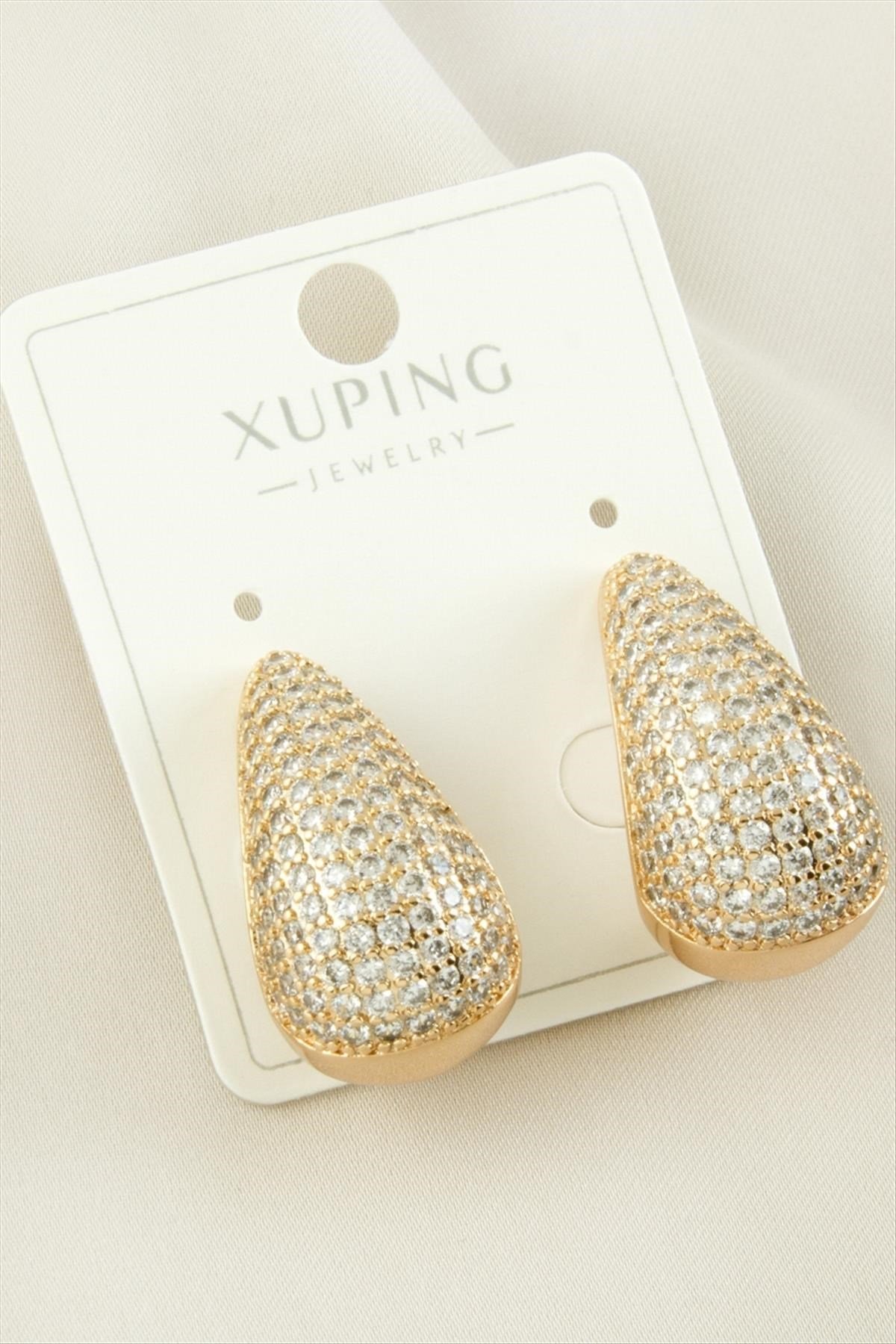 Xuping Oval Zirkon Taşlı Lüks Çelik Küpe