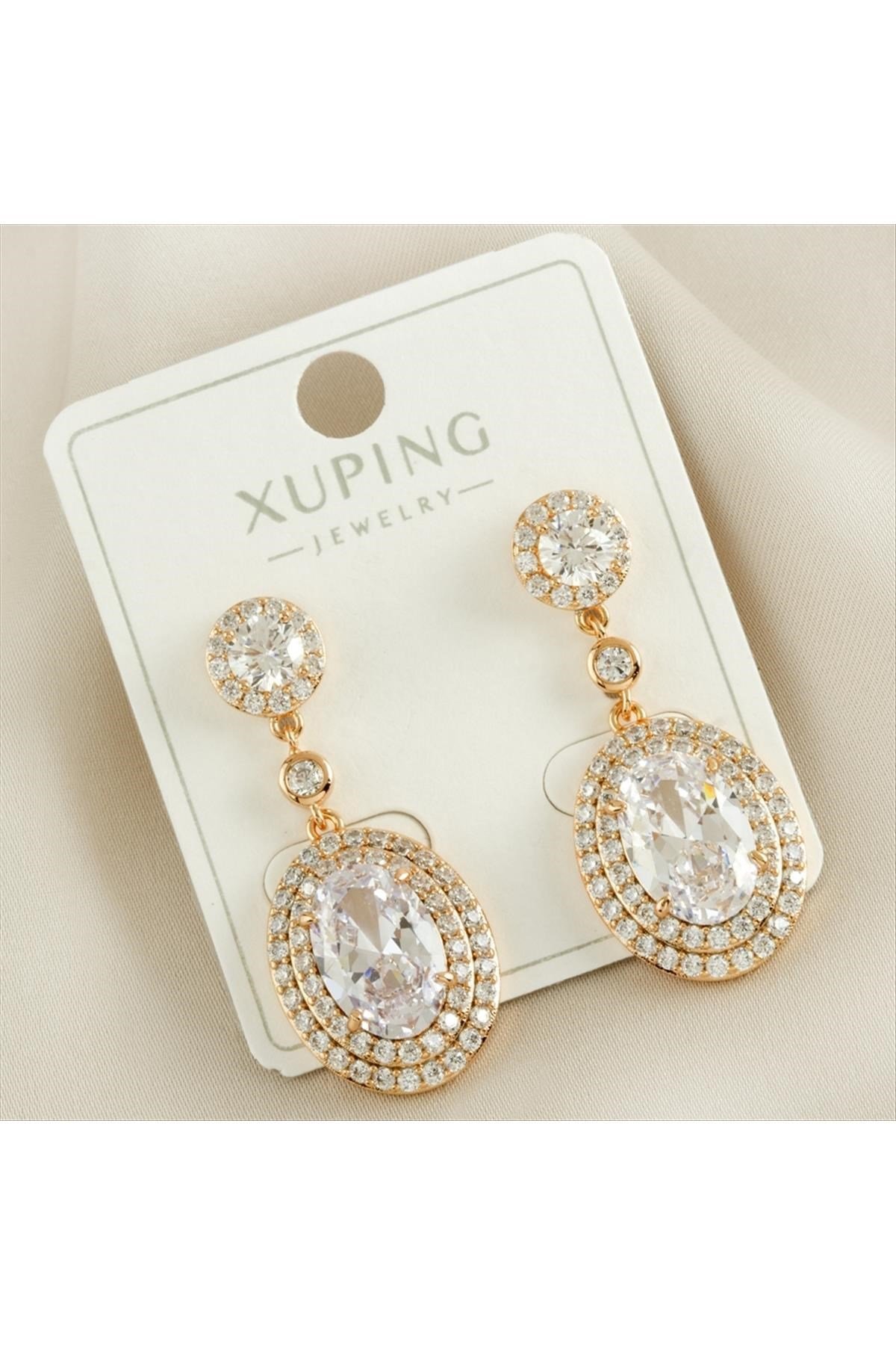 Xuping Oval Zirkon Taşlı Lüks Küpe