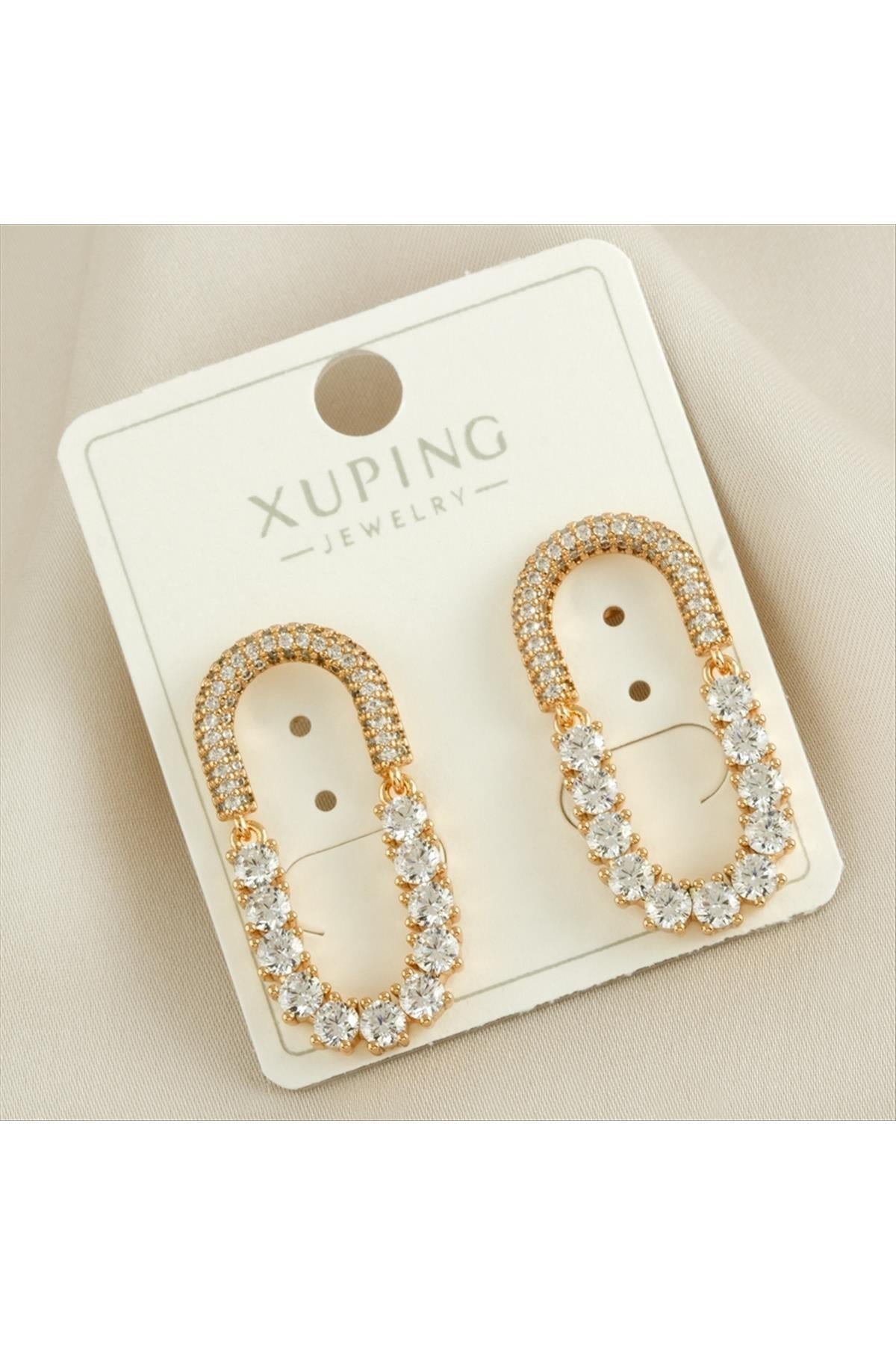 Xuping Oval Zirkon Taşlı Lüks Küpe