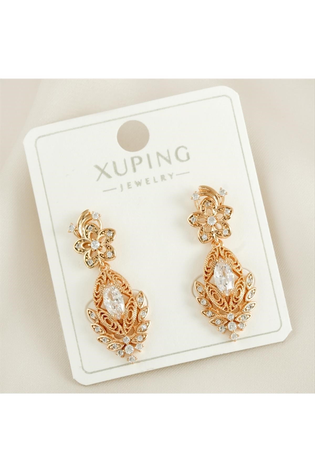 Xuping Oval Zirkon Taşlı Lüks Küpe