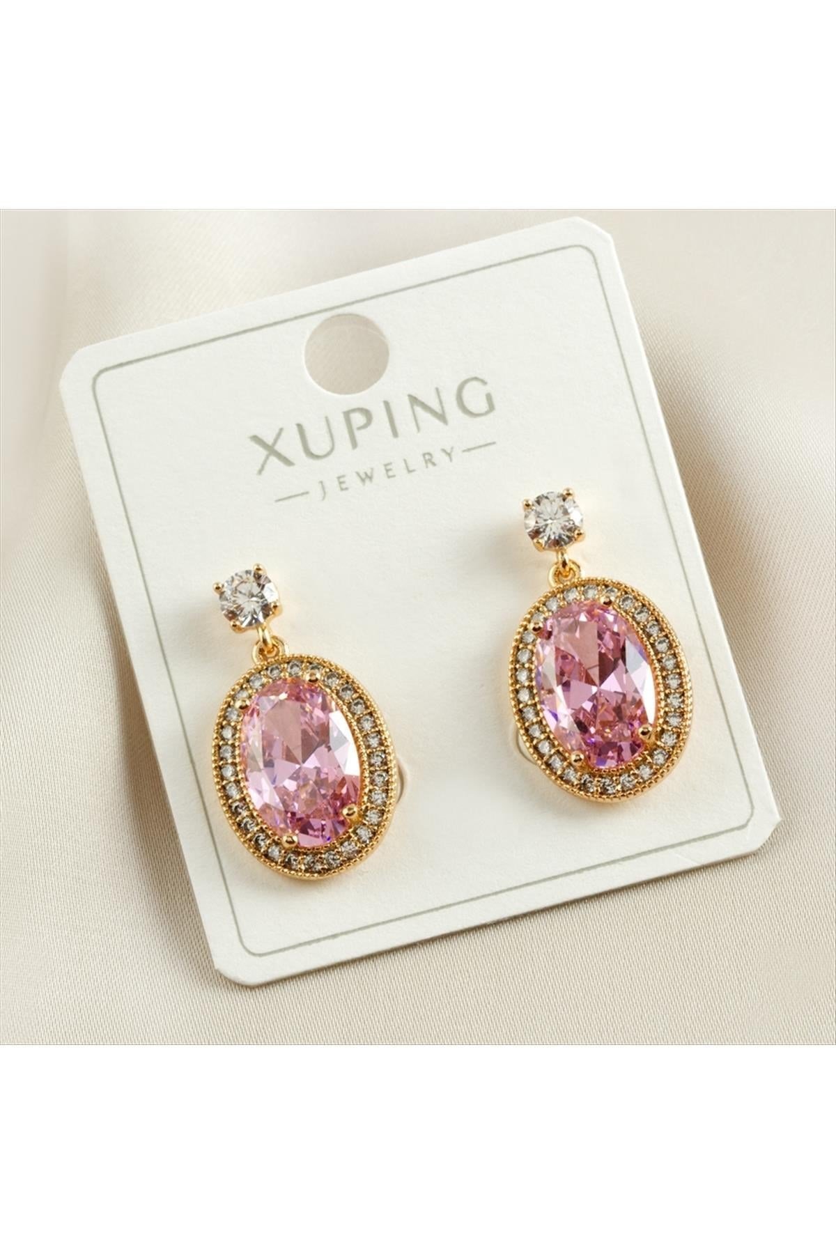 Xuping Oval Zirkon Taşlı Lüks Küpe