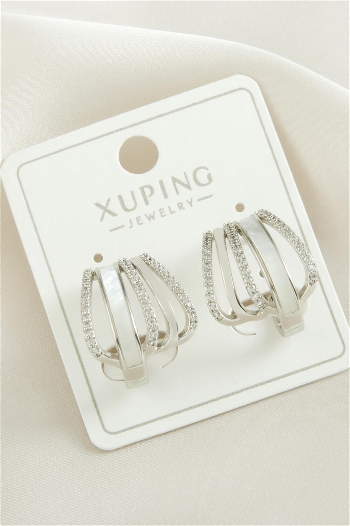 Xuping Sedef Zirkon Taşlı Lüks Çelik Küpe