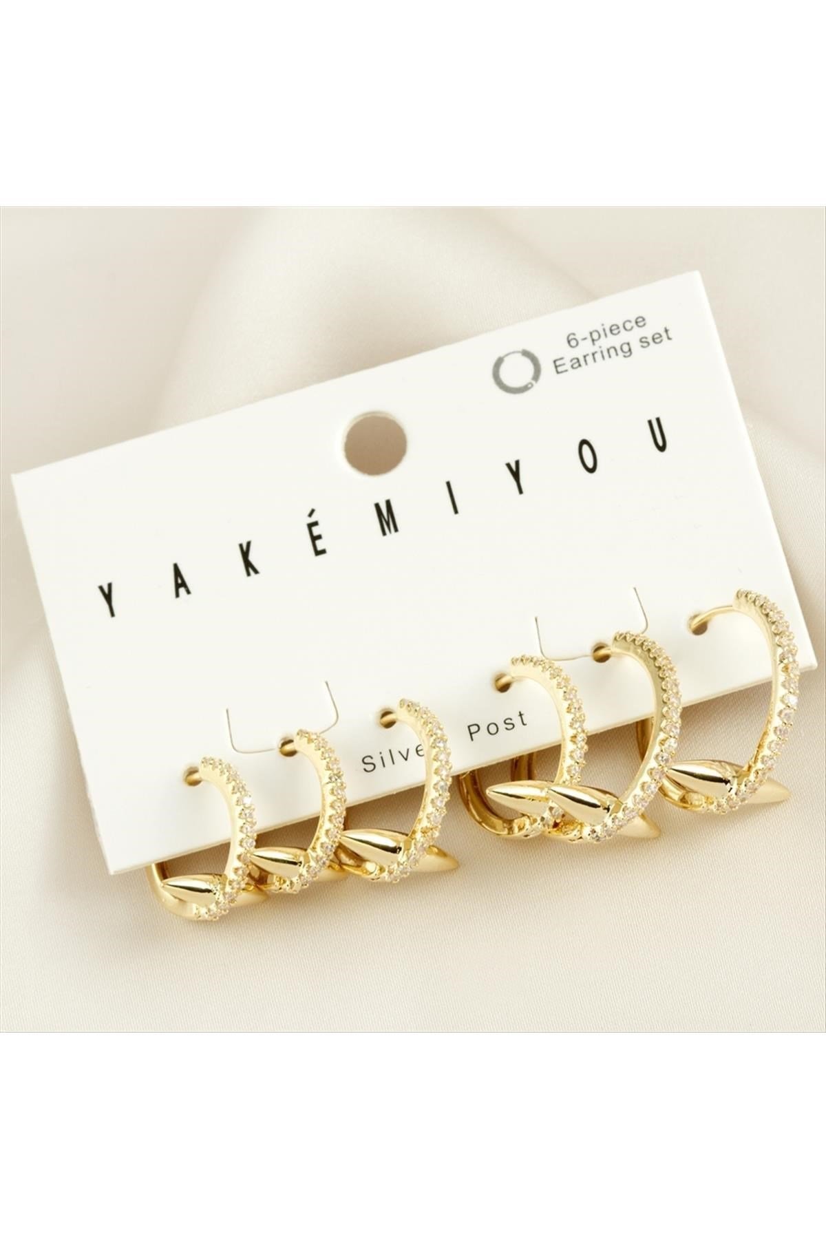 Yakemiyou 6 Adet Zirkon Taşlı Lüks Çelik Küpe