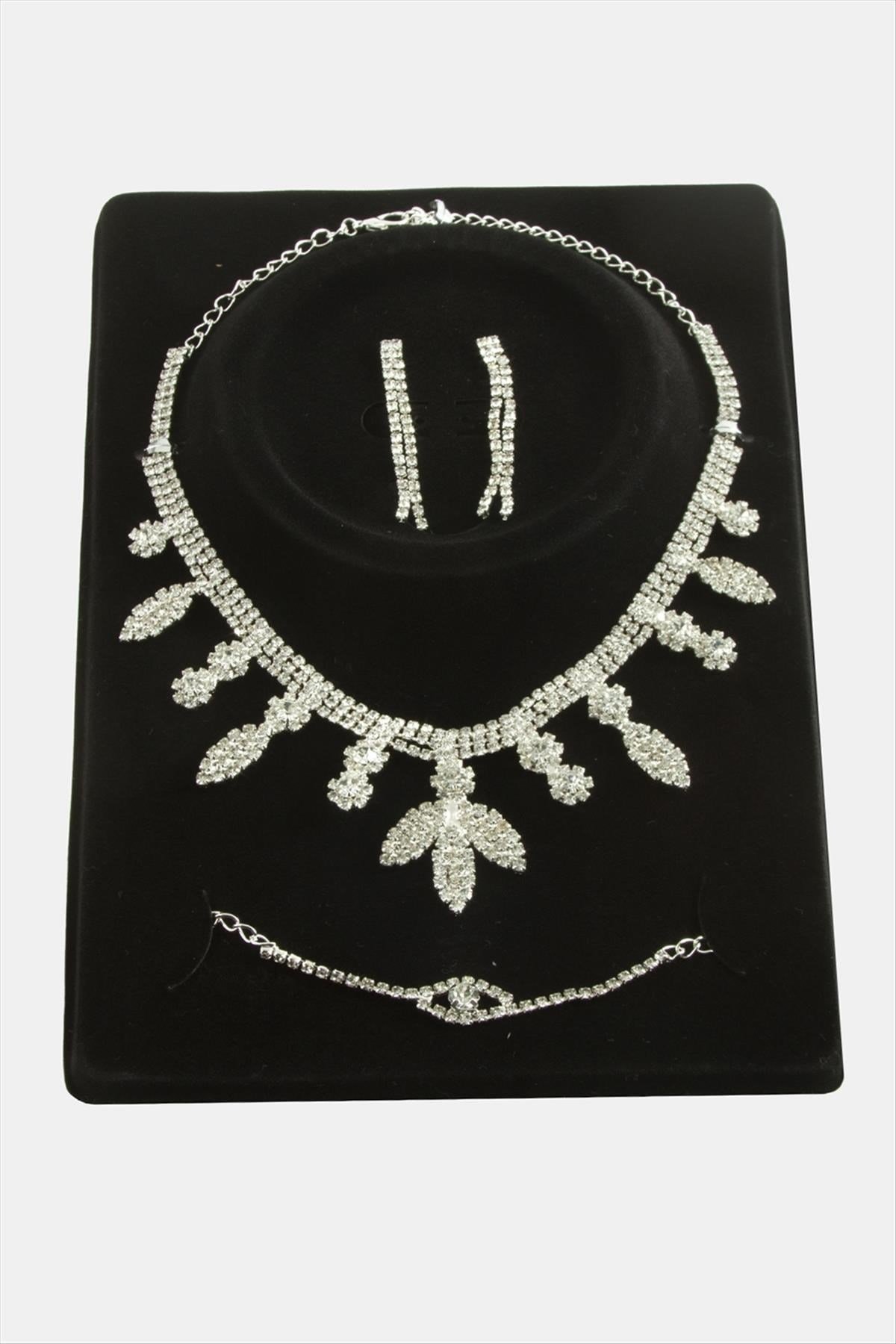 Yaprak Taşlı Lüks Set Kolye