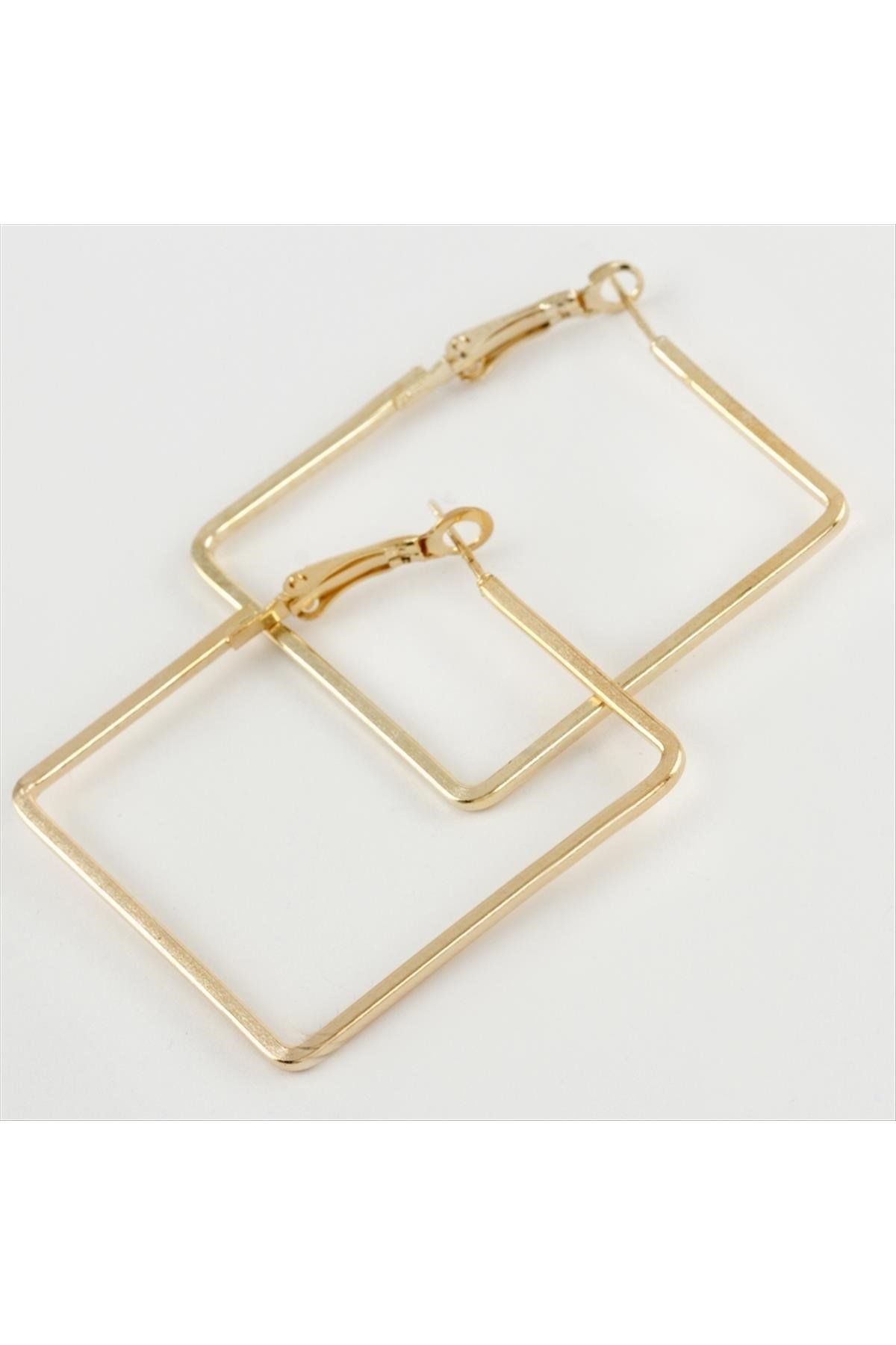 Yeni Sezon Kare Metal Halka Küpe 4,5 cm