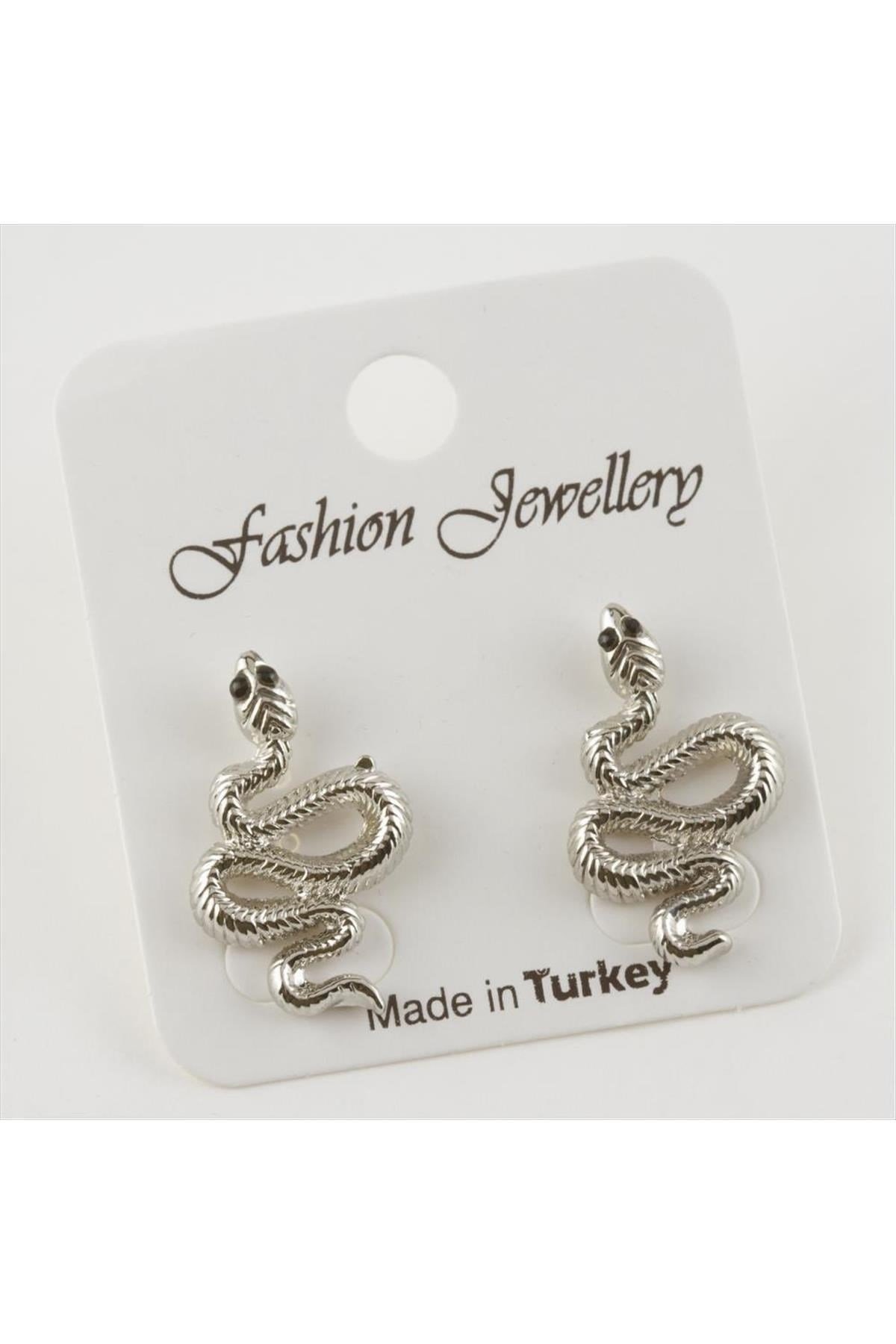 Yılan Figürlü Metal Küpe