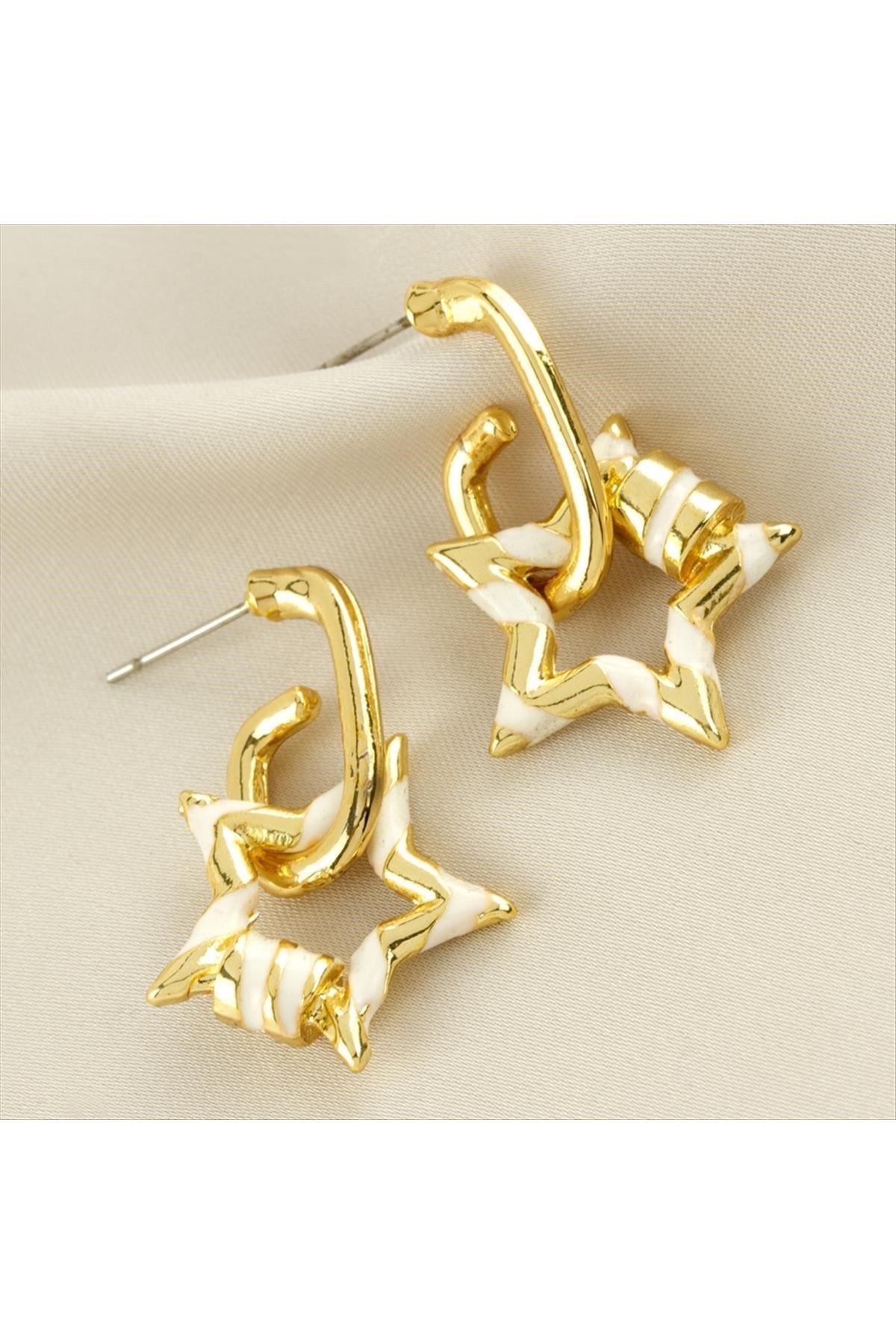Yıldız Mineli Küpe 3 cm Küçük