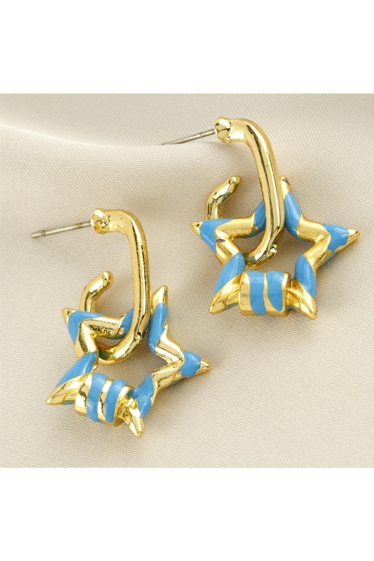 Yıldız Mineli Küpe 3 cm Küçük